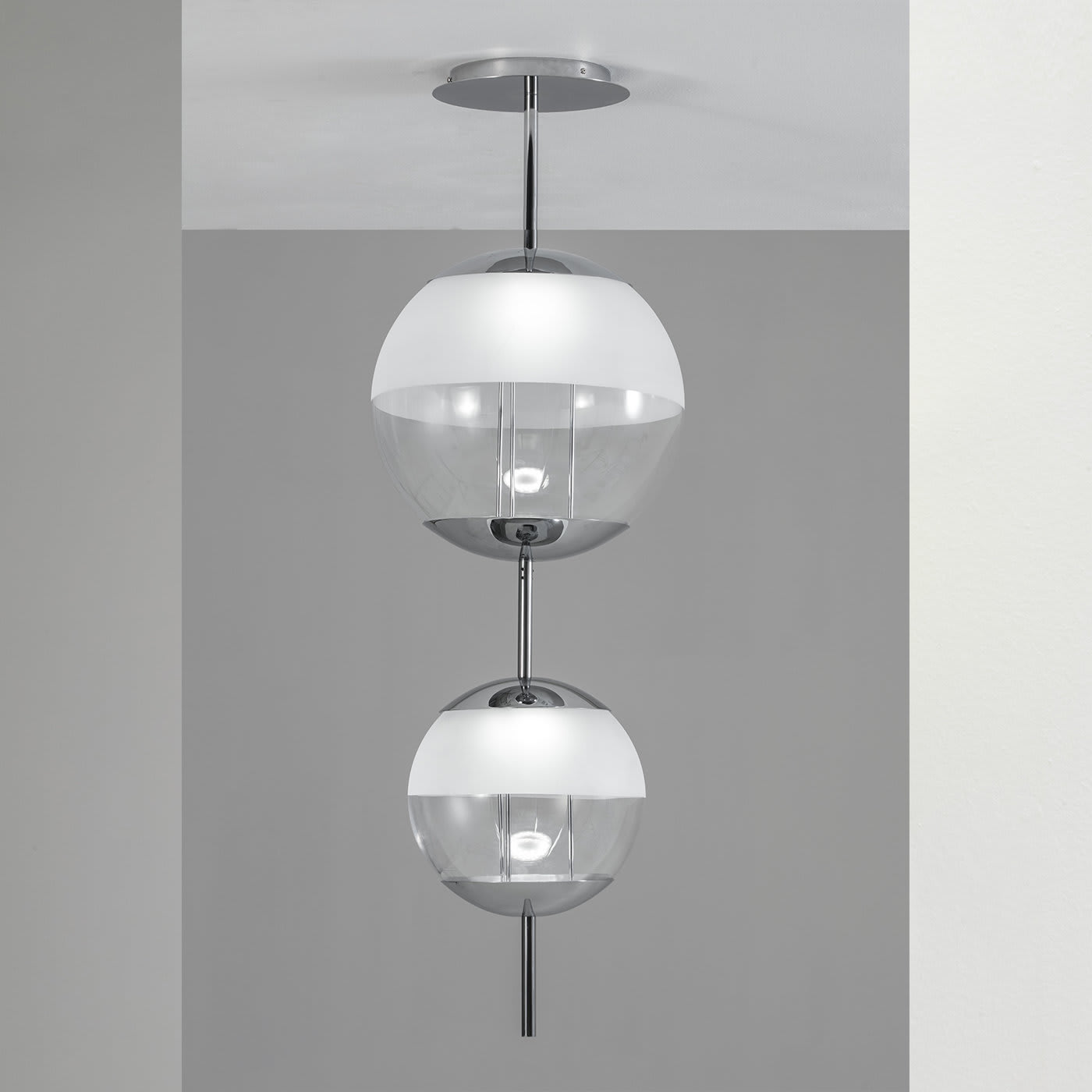 Christie Chrome and Transparent Ceiling Lamp - Nahoor