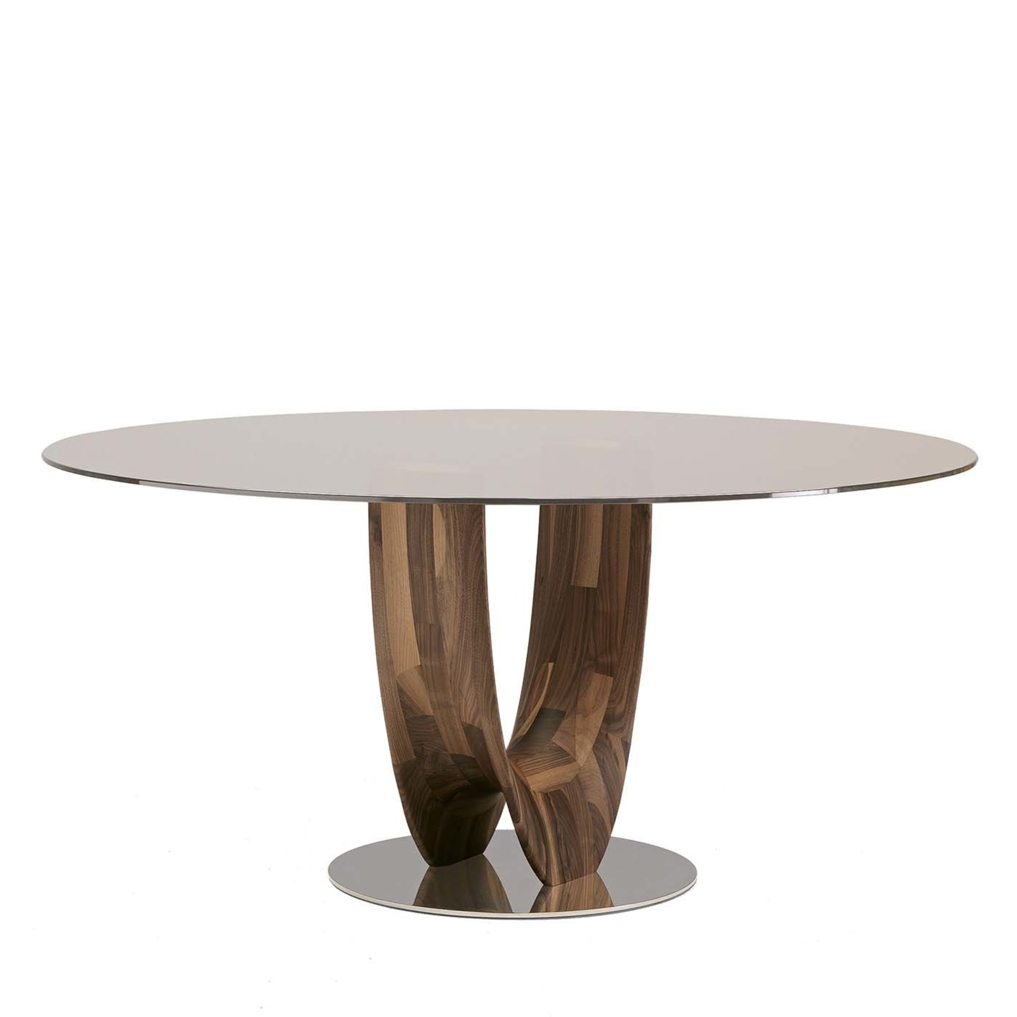 Petite table ronde Axis avec plateau en verre transparent par Stefano Bigi - Vue principale