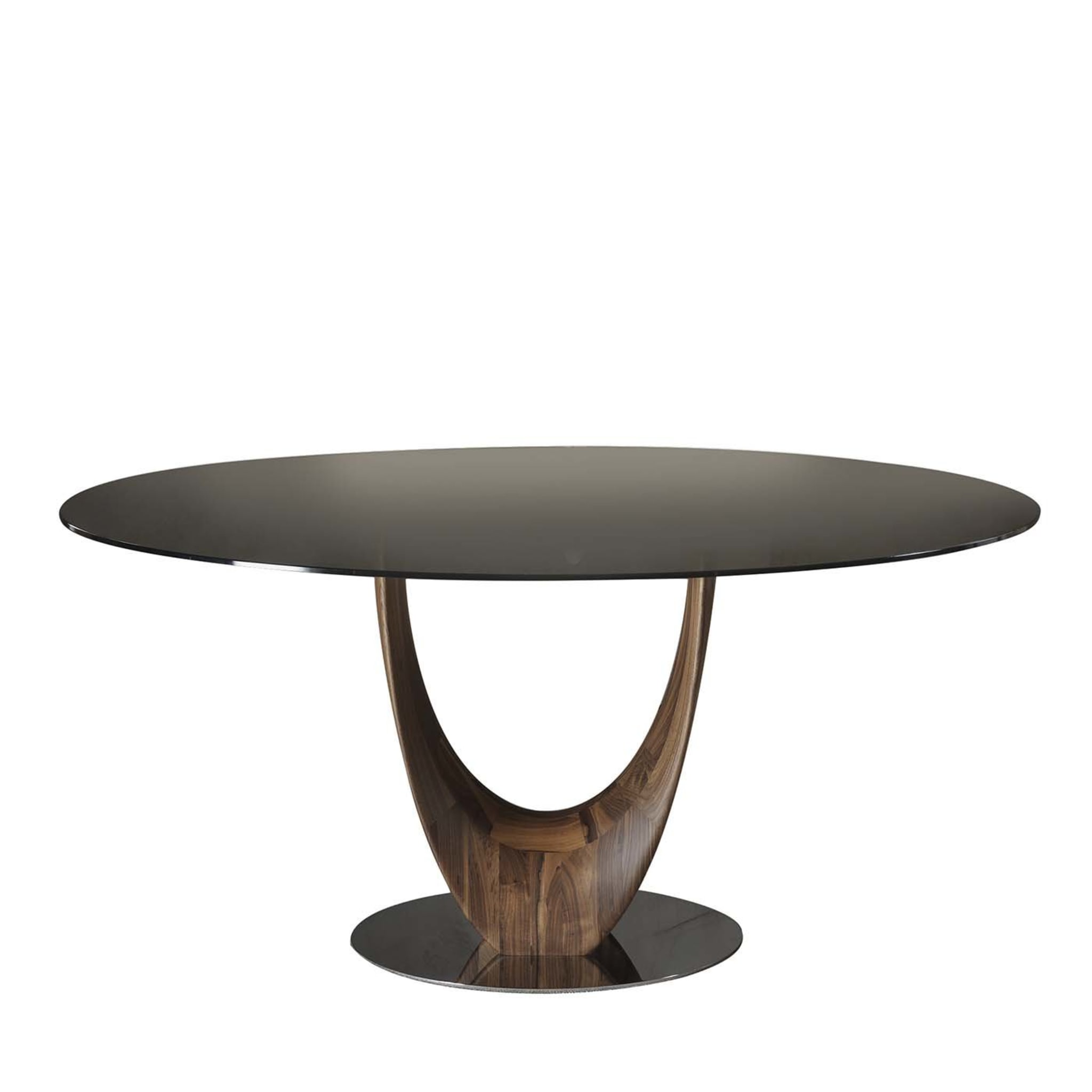 Axis Round Large Dining Table with Transparent Bronzed Glass Top by Stefano Bigi - Main view