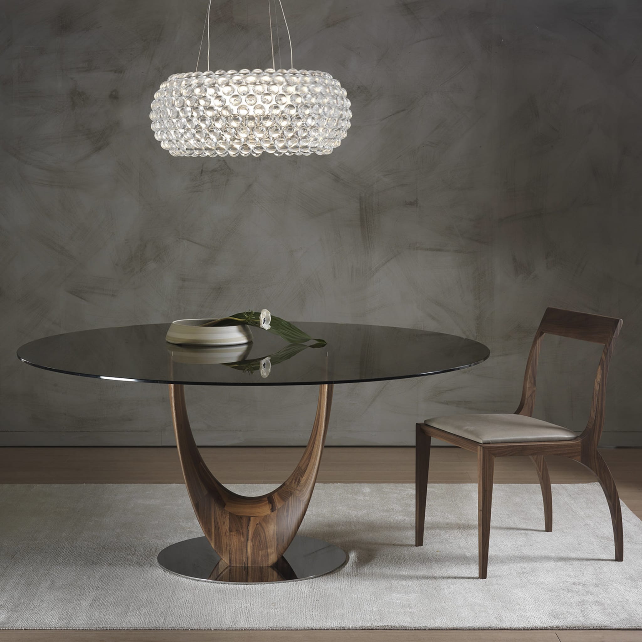 Axis Round Large Dining Table with Transparent Bronzed Glass Top by Stefano Bigi - Alternative view 1
