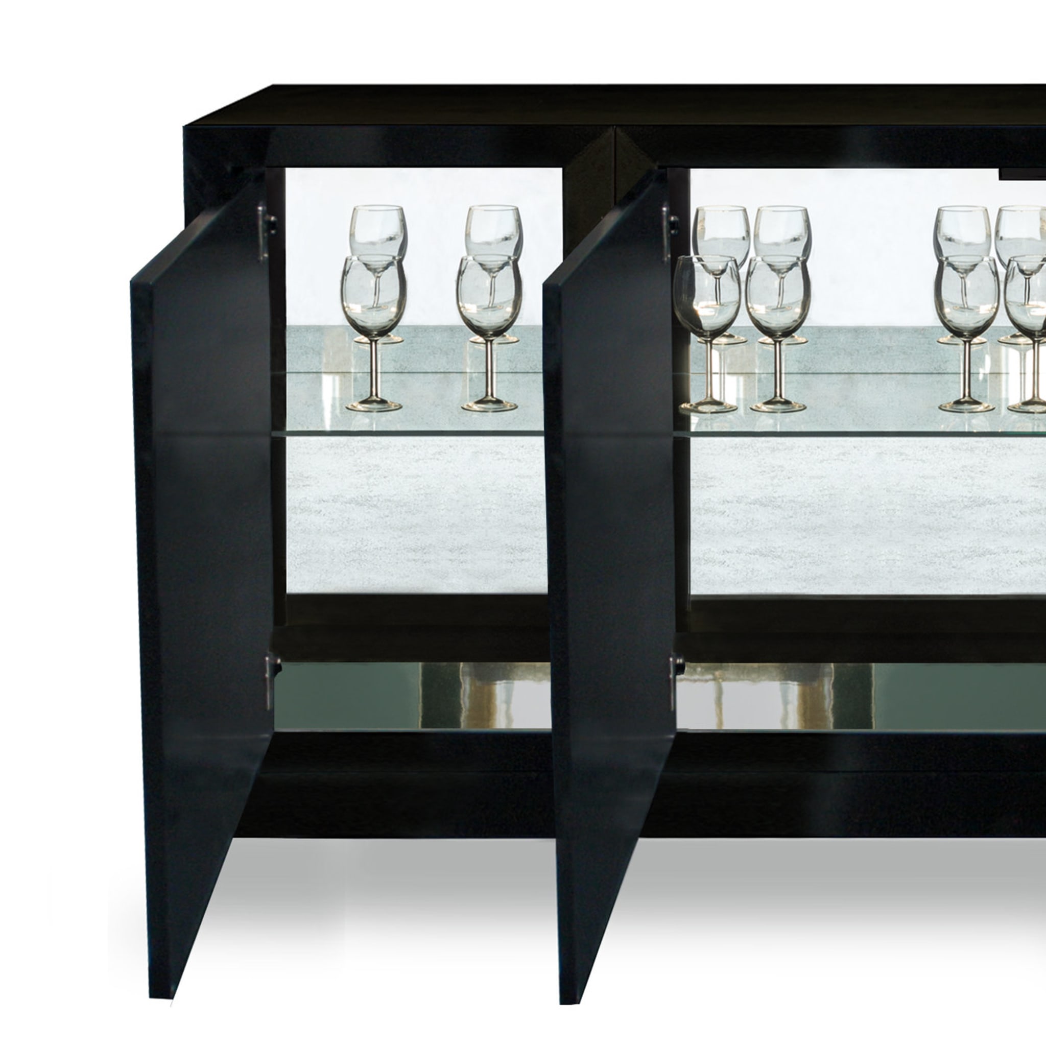 Sibilla Sideboard with Plinth Base and Silver Leaf - Alternative view 1
