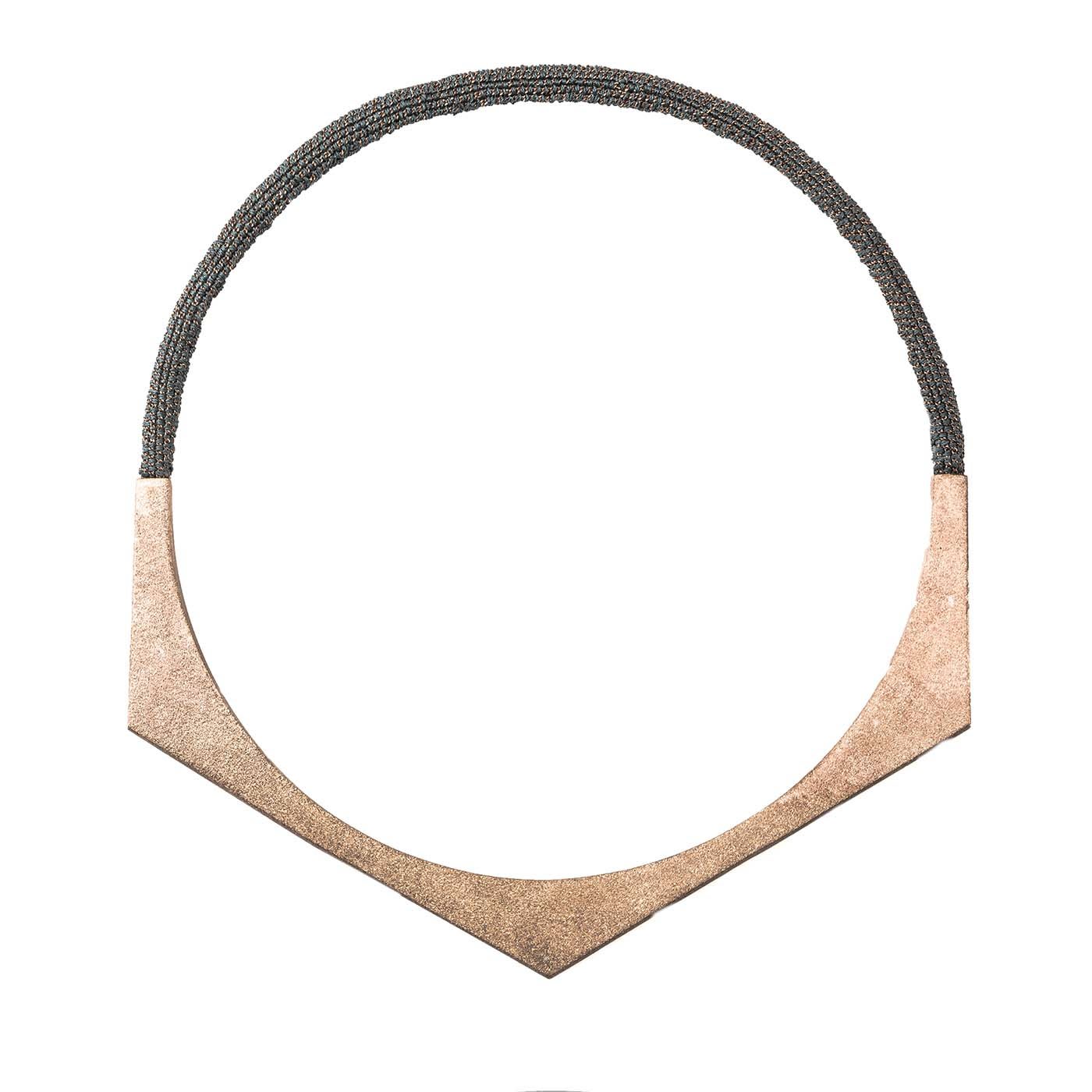 Groove Semi-Hexagonal Necklace in Pink Gold - Touscé