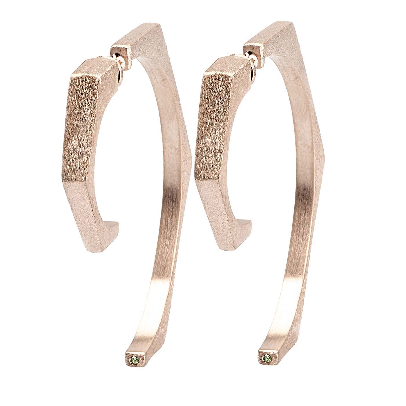 Groove Semi-Hexagonal Earrings in Pink Gold - Touscé