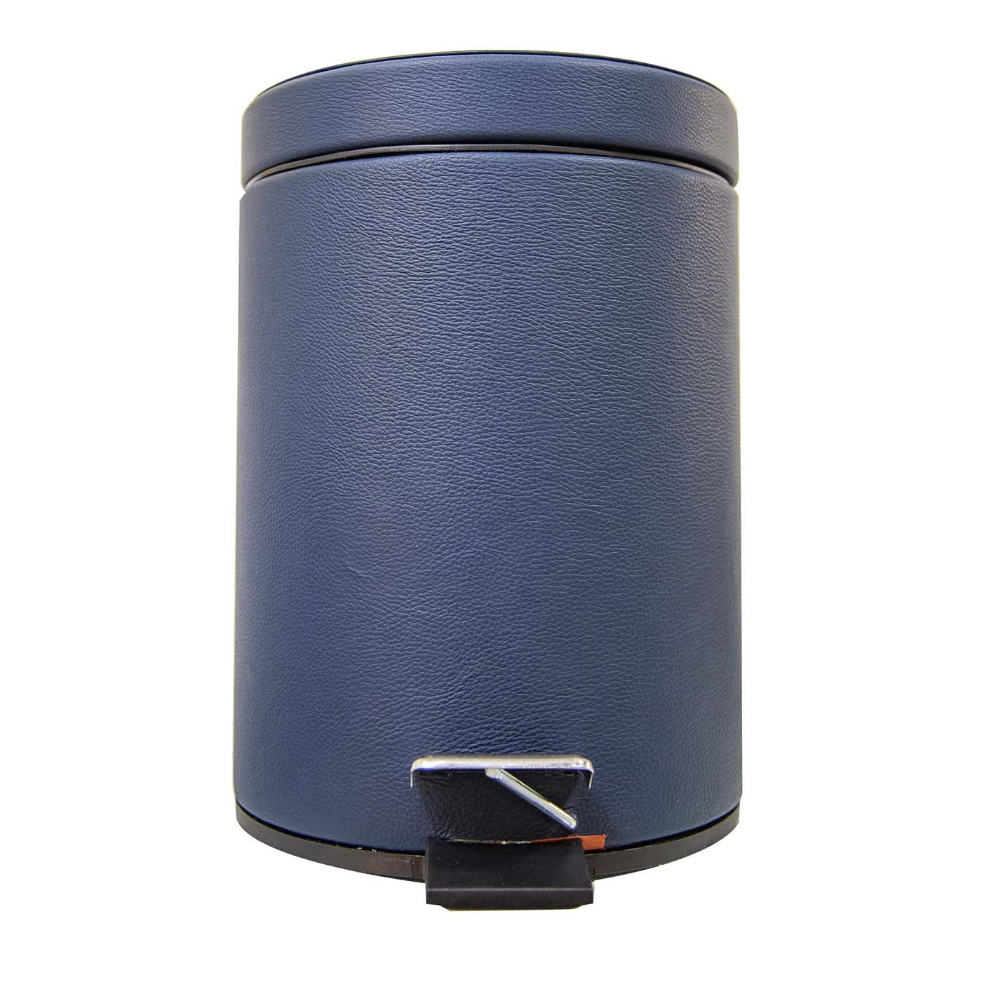 Leather Bin with Lid in Blue - Cassigoli
