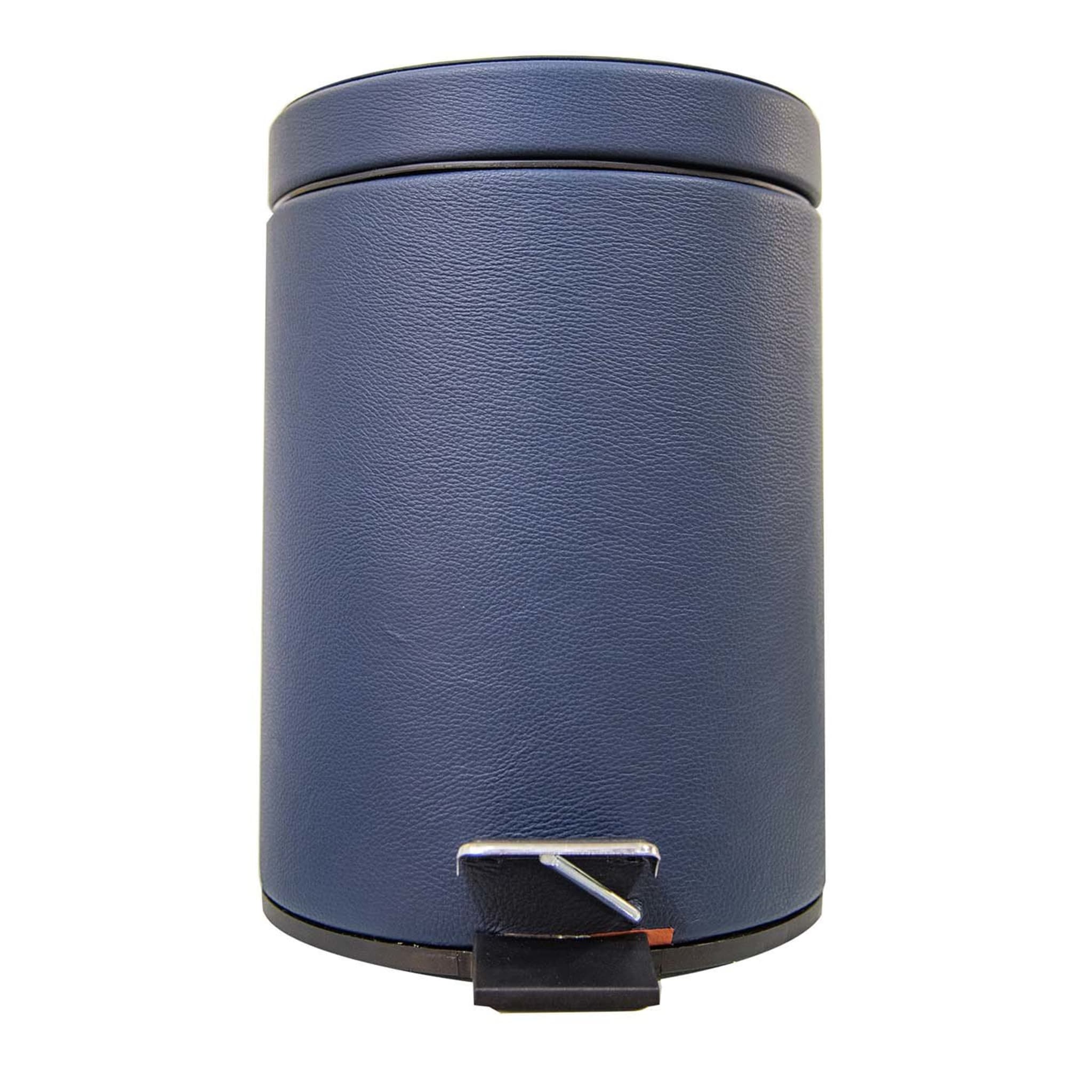 Leather Bin with Lid in Blue - Main view