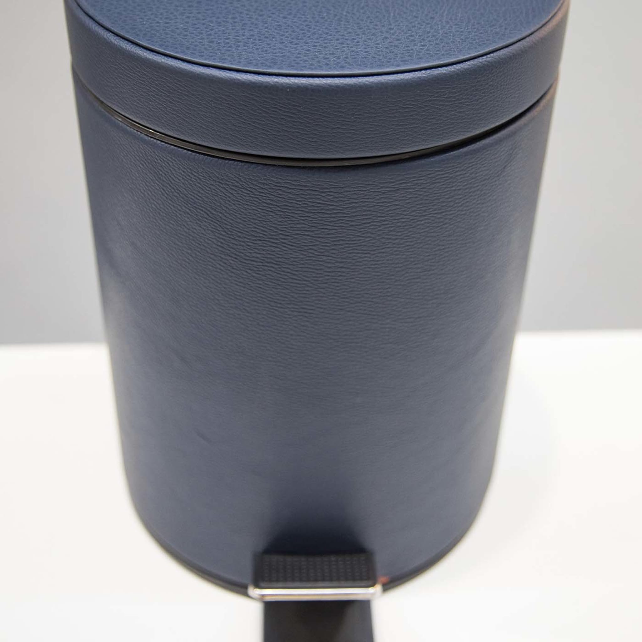 Leather Bin with Lid in Blue - Alternative view 1