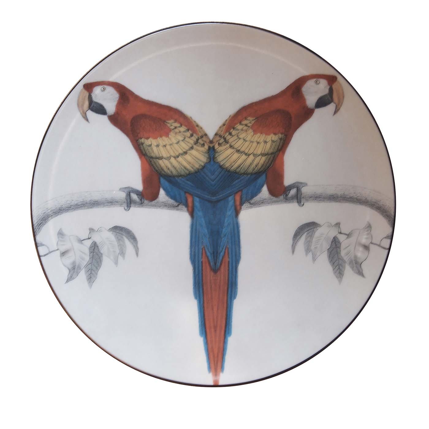 Red Parrots Plate by PatchNYC - Les Ottomans
