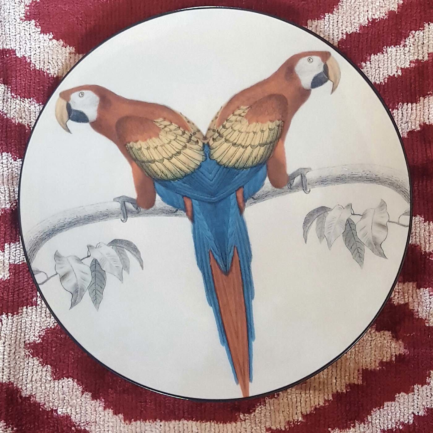 Red Parrots Plate by PatchNYC - Les Ottomans