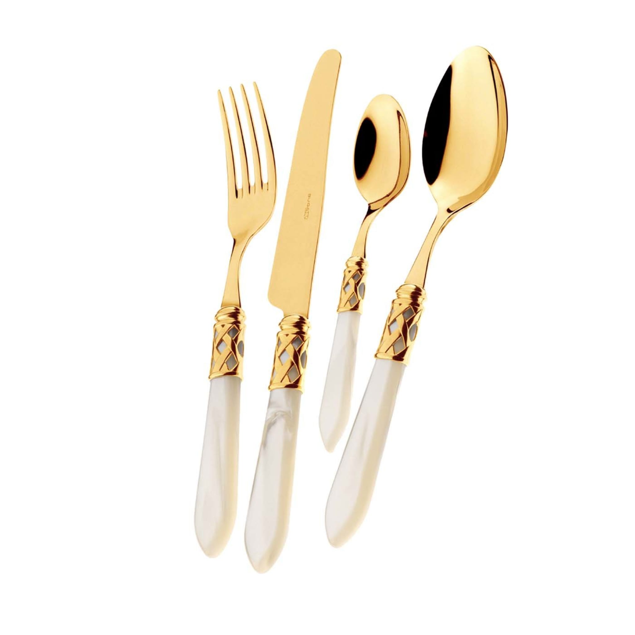 Aladdin PVD Gold 24-Piece Cutlery Set in Ivory with Box - Main view