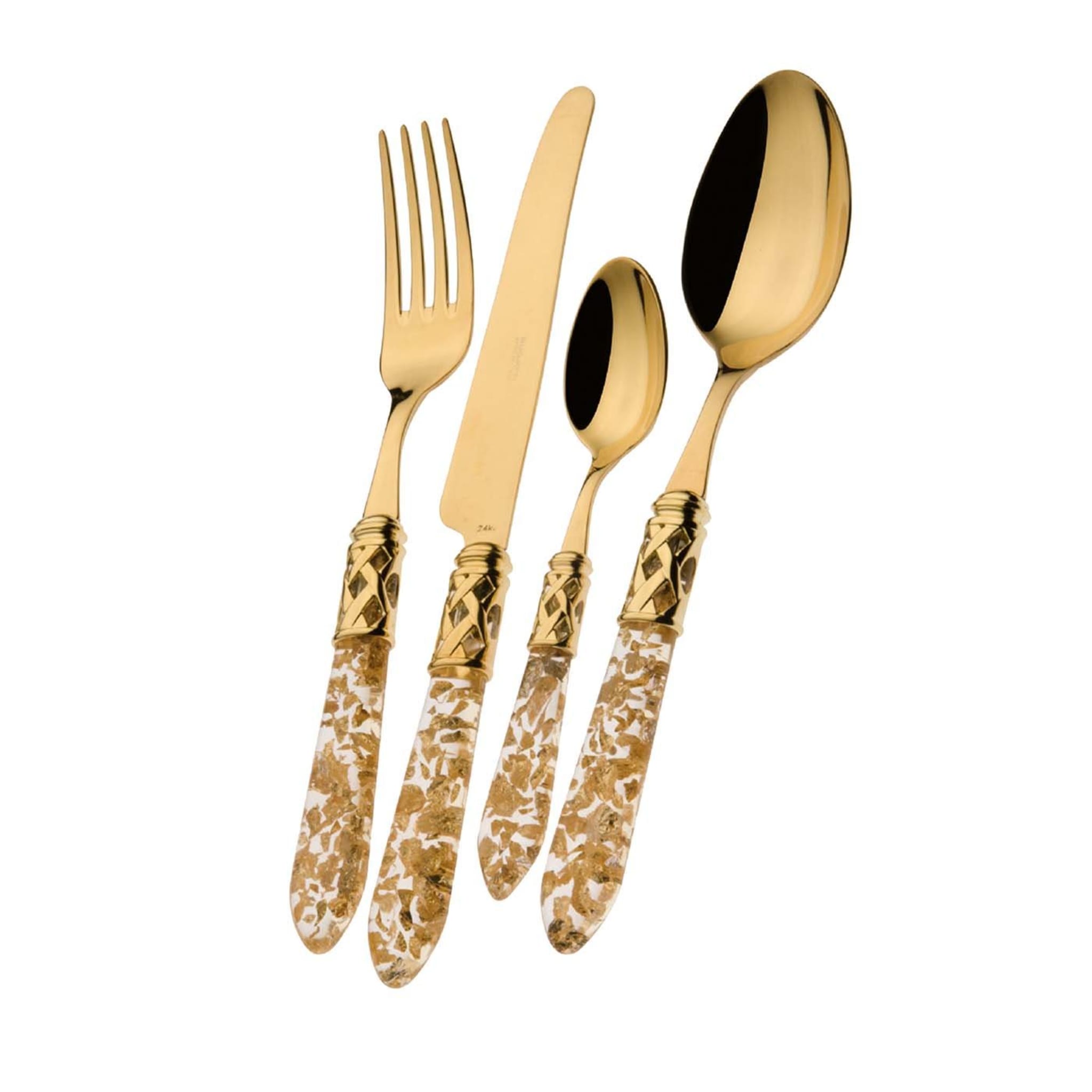 Aladdin PVD Gold Cutlery Set of 24 Pieces in Transparent Gold with Box - Main view