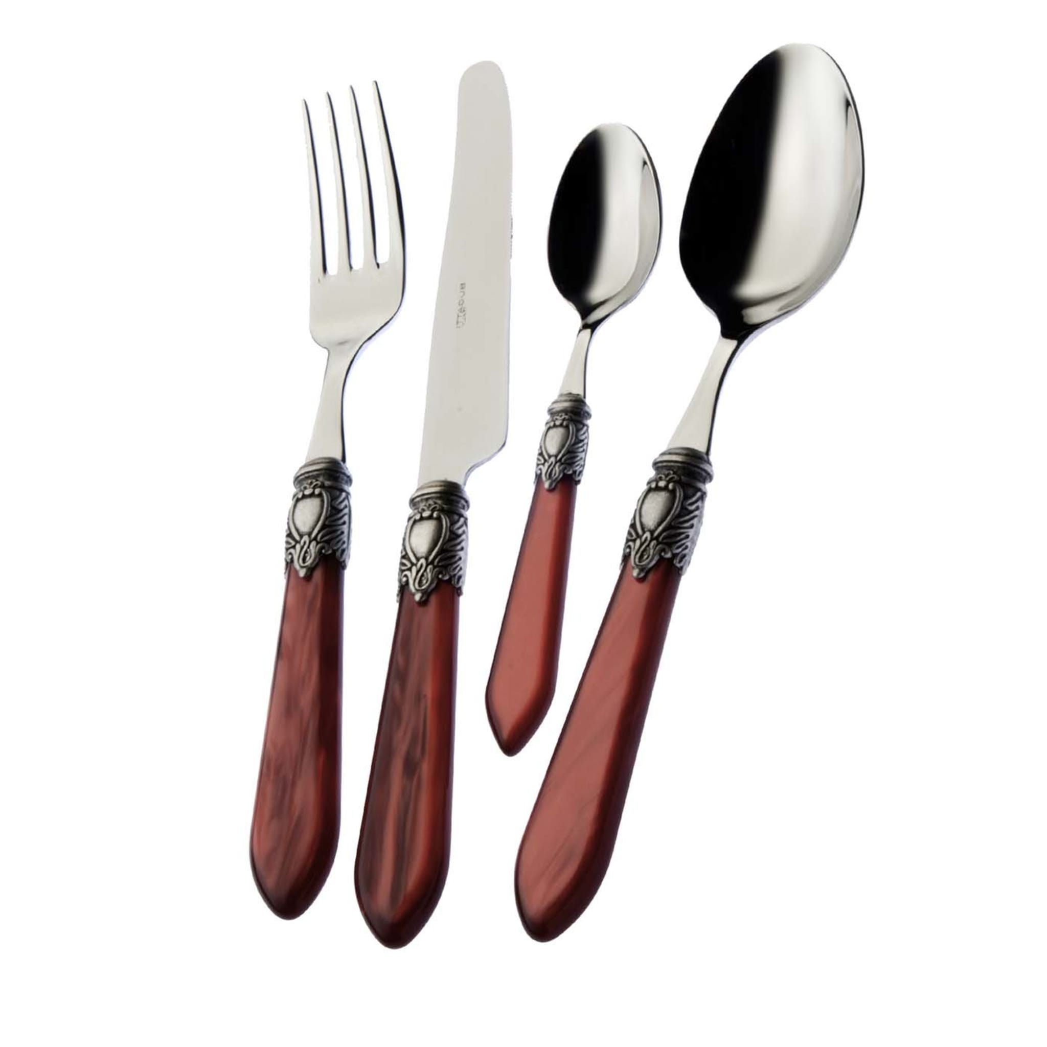 Oxford 24-Piece Cutlery Set in Burgundy with Box - Main view