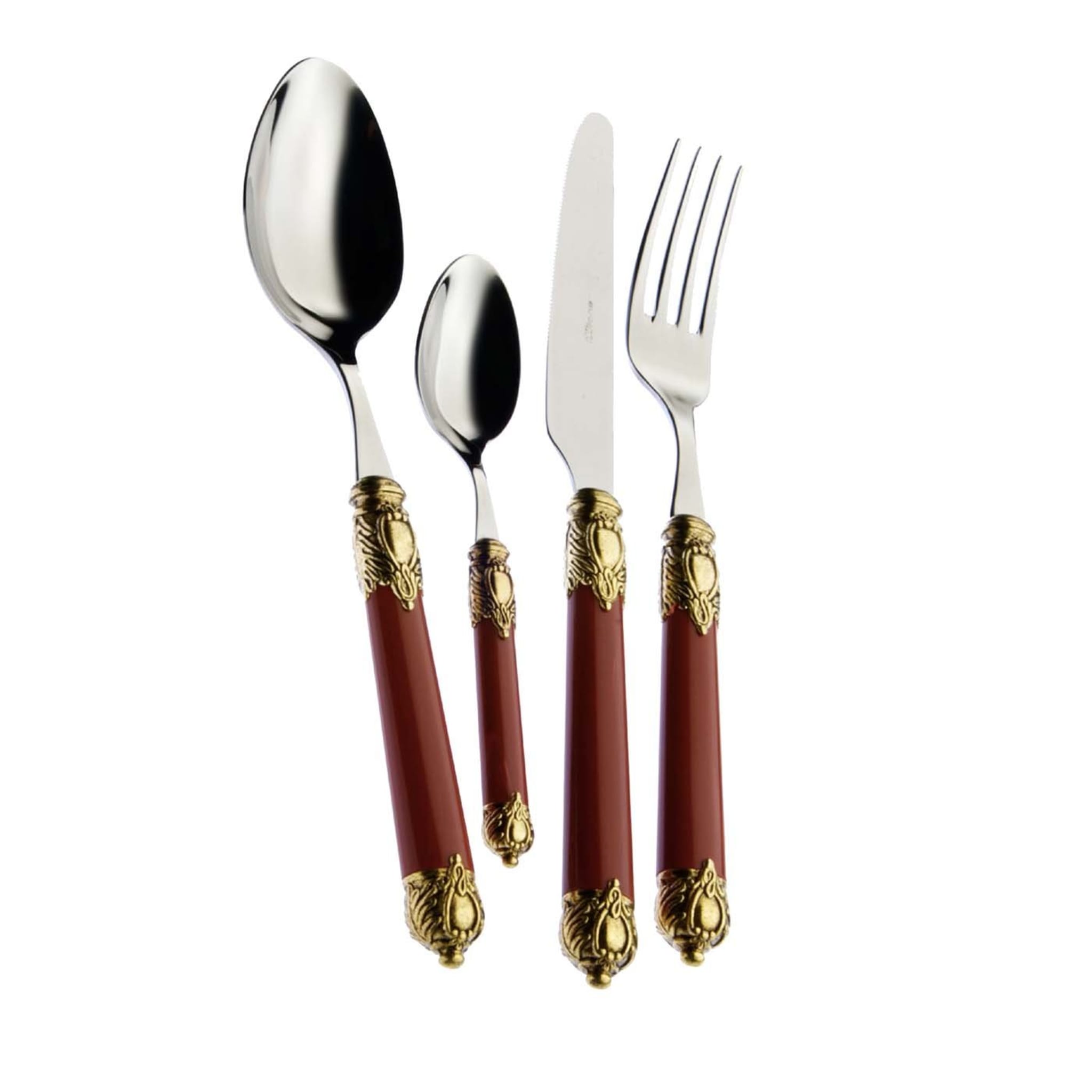 Rinascimento 24-Piece Cutlery Set in Burgundy with Box - Main view