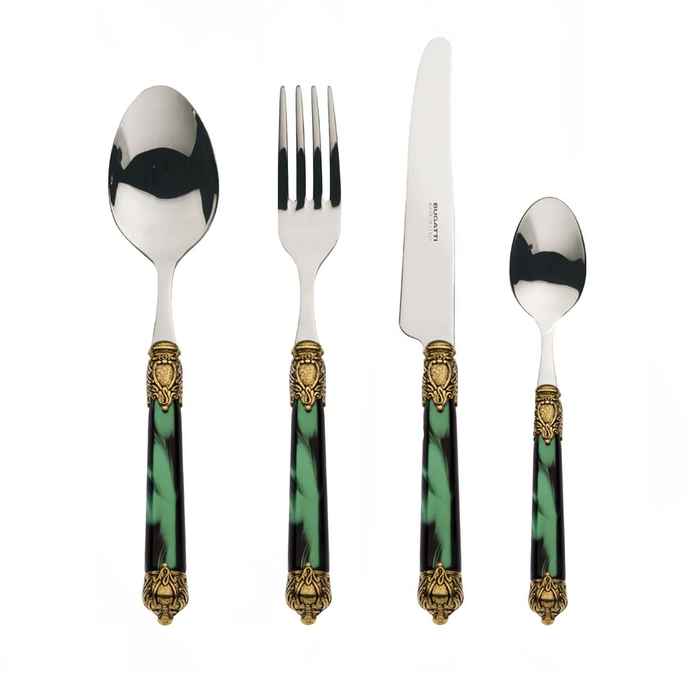 Rinascimento 24-Piece Cutlery Set in Green with Box - Casa Bugatti