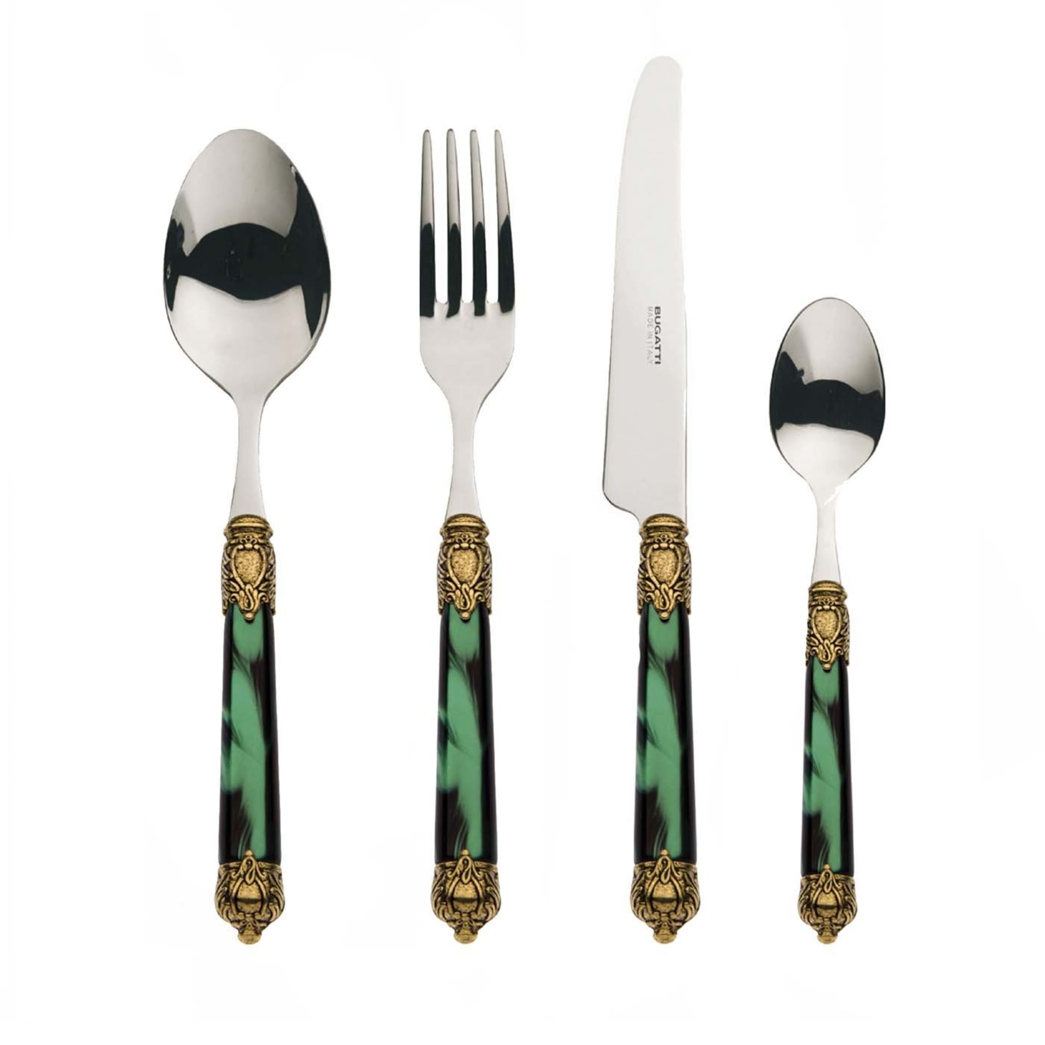 Rinascimento 24-Piece Cutlery Set in Green with Box - Vue principale