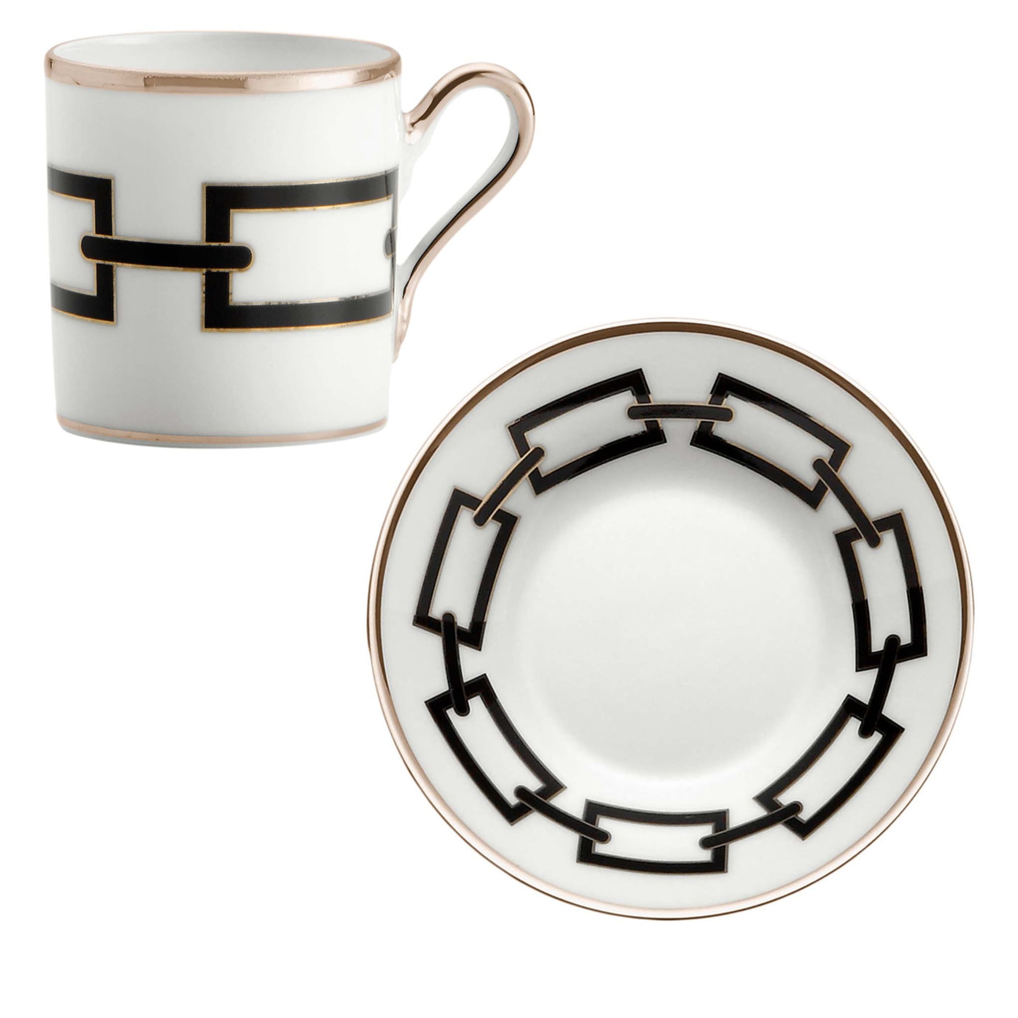 Catene Nero Set of 2 Espresso Cups and Saucers by Gio Ponti  - Main view
