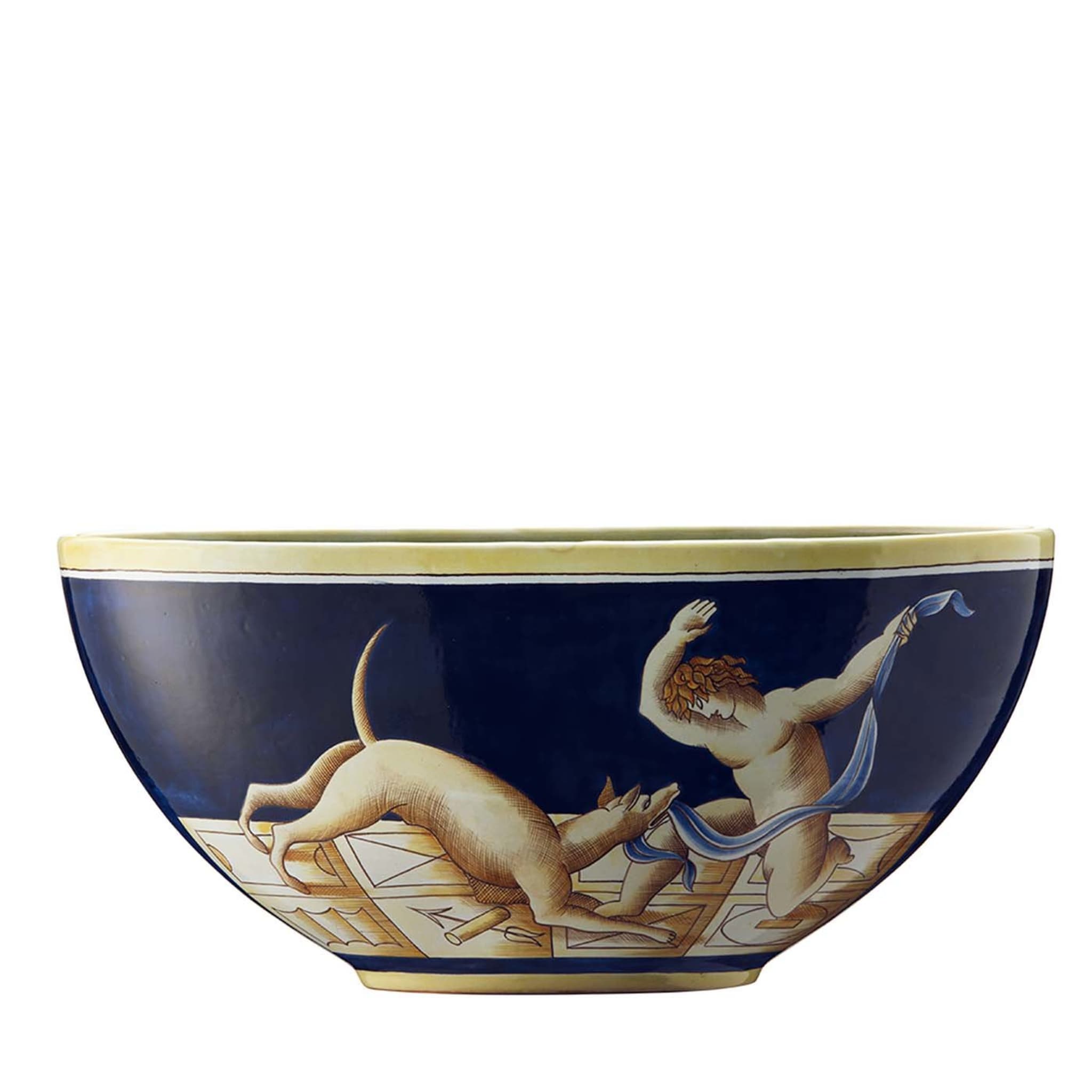 Cherub with Dog Blue Oval Bowl - Limited Edition by Gio Ponti  - Main view