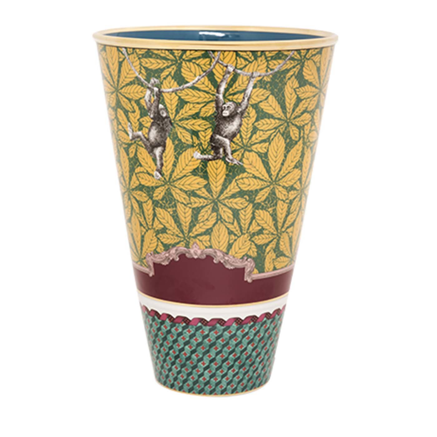Totem Monkey Truncated Cone-Shaped Vase - GINORI 1735