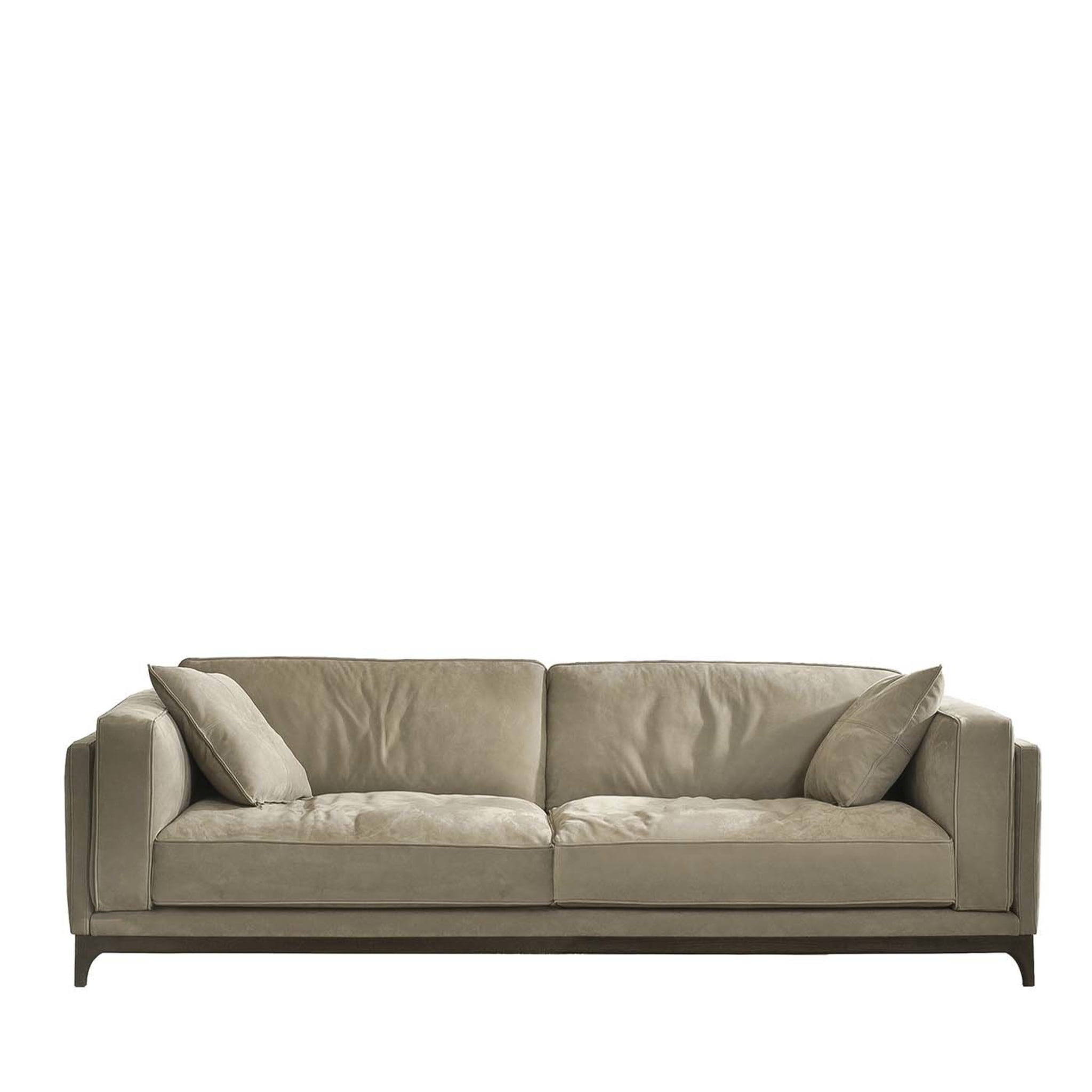 Time Taupe Leather Sofa - Main view