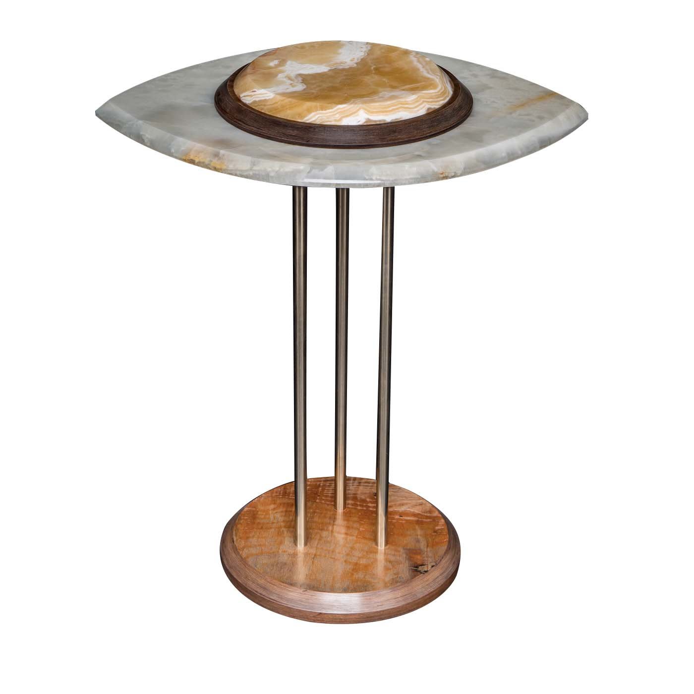 The Eye Side Table in White and Ocher - Ateena