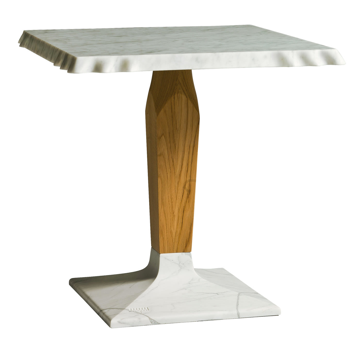 Wave Square Side Table with Walnut by Paolo Salvadè - MGM Marmi e Graniti