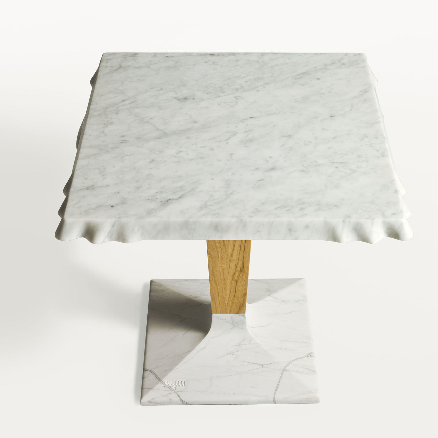 Wave Square Side Table with Walnut by Paolo Salvadè - MGM Marmi e Graniti