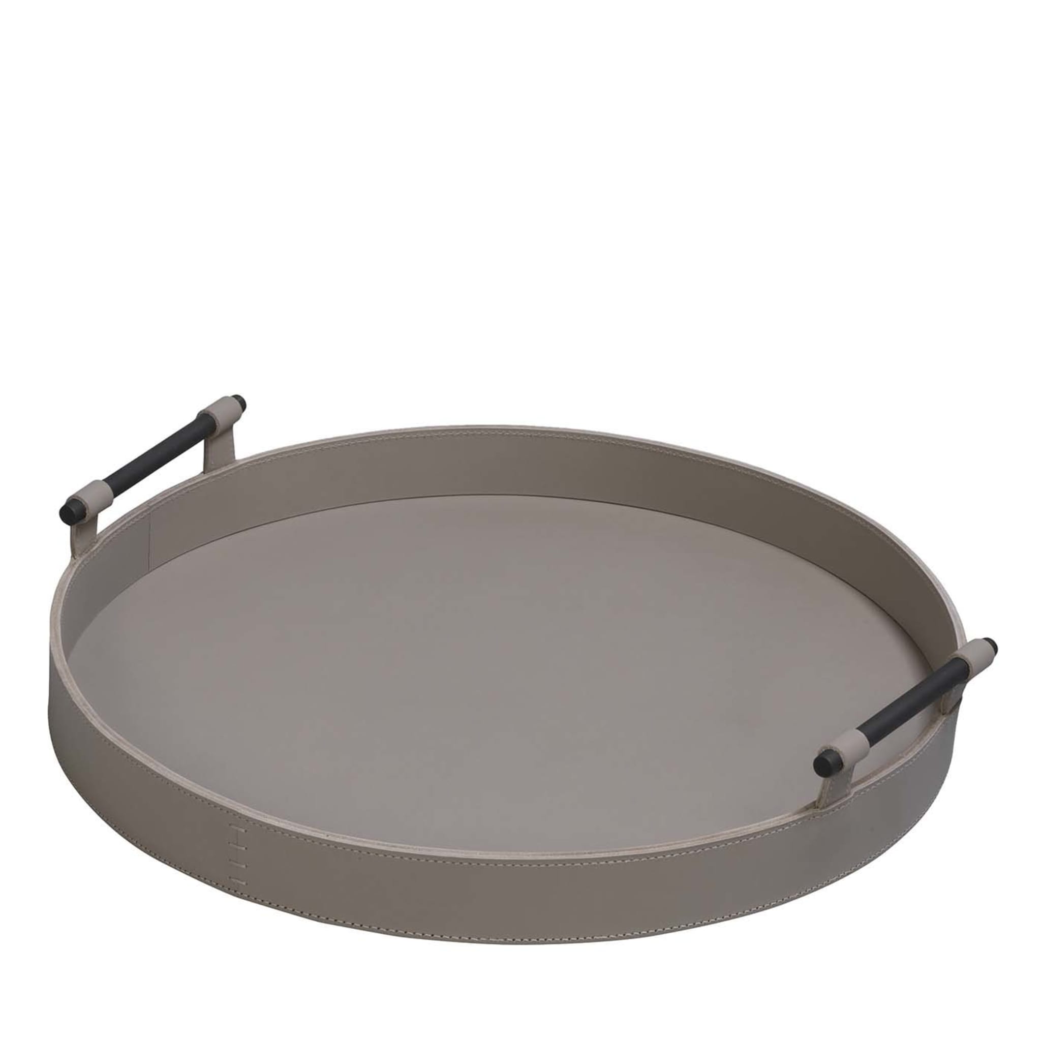 Portofino Large Round Tray in Sand Leather - Main view