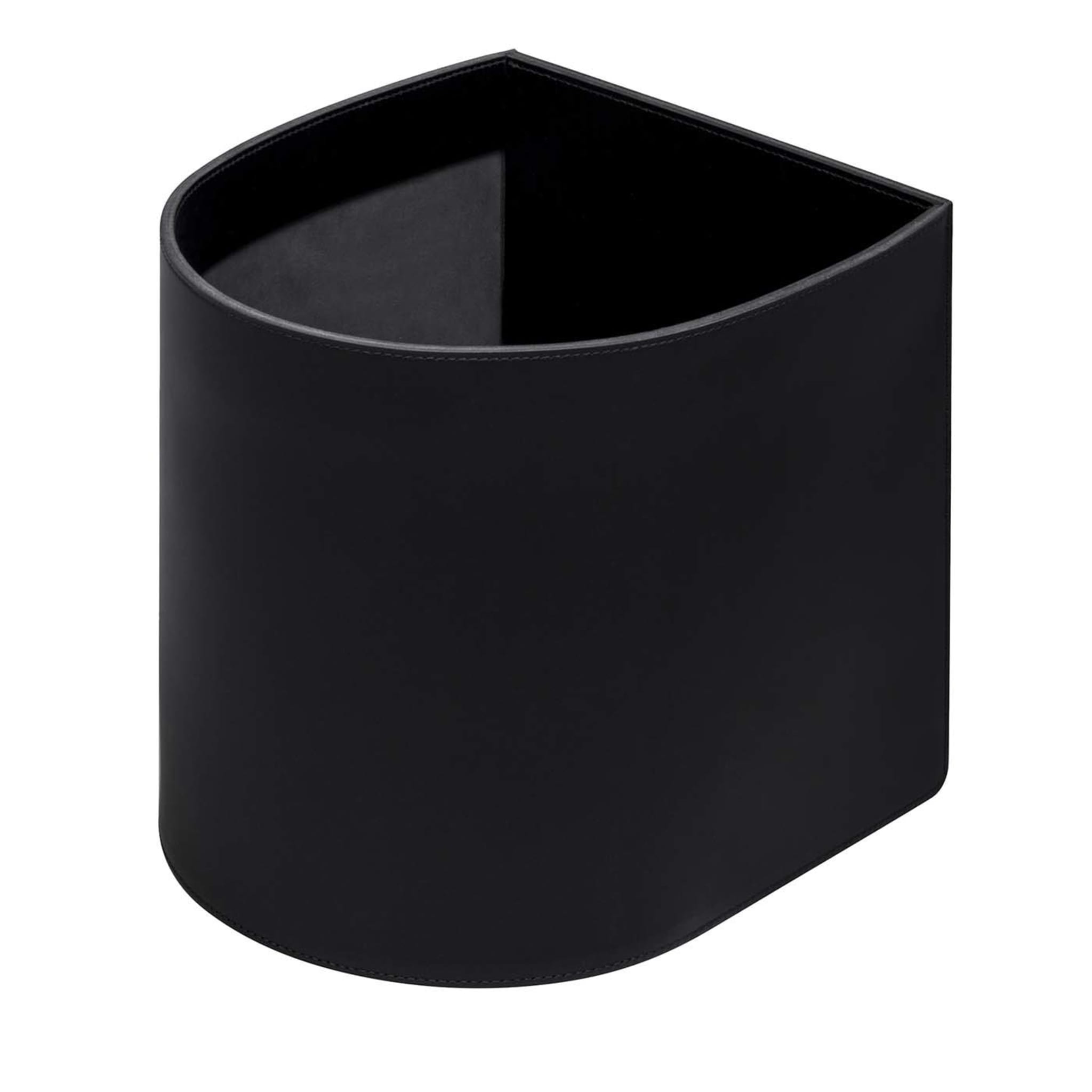 Staffa Halbmond-Papierkorb aus schwarzem Leder - Hauptansicht