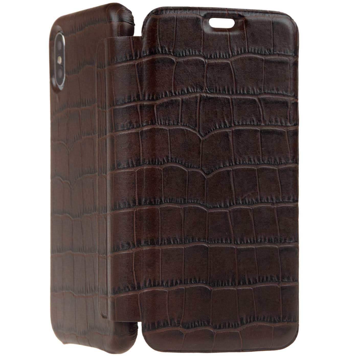 Crocco Dark Brown Leather Booklet Case - Carastyle