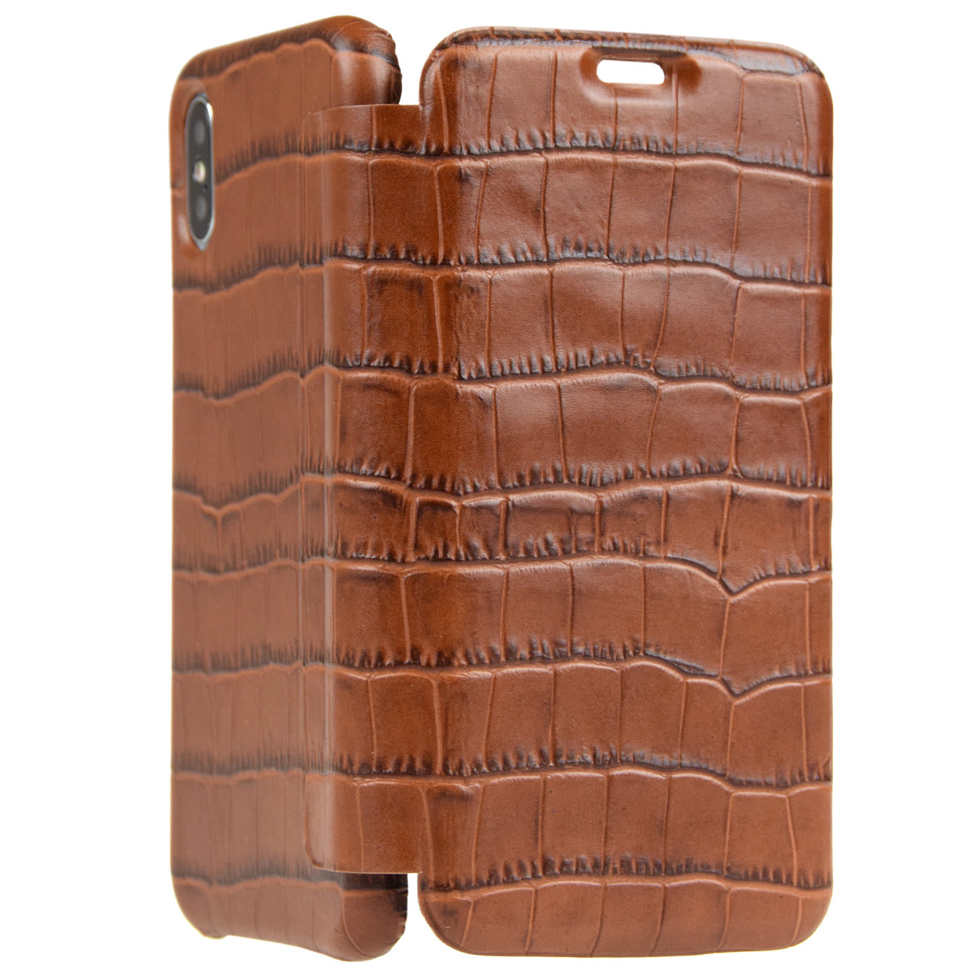 Crocco Brown Leather Booklet Case - Carastyle