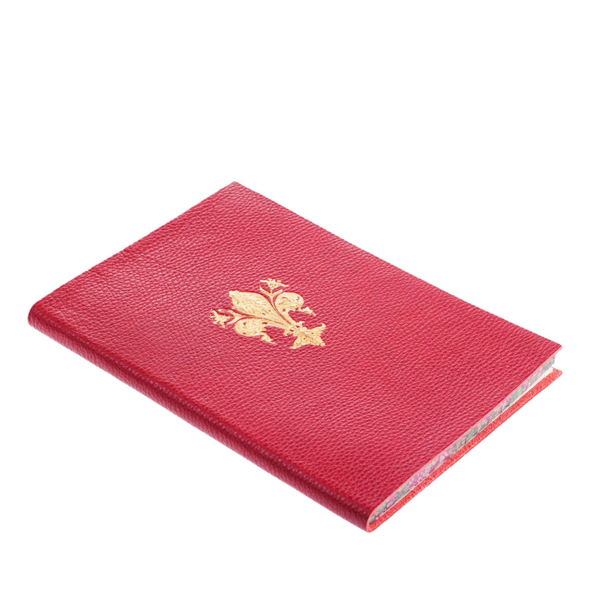 Gold Lily Red Leather Notebook - Main view