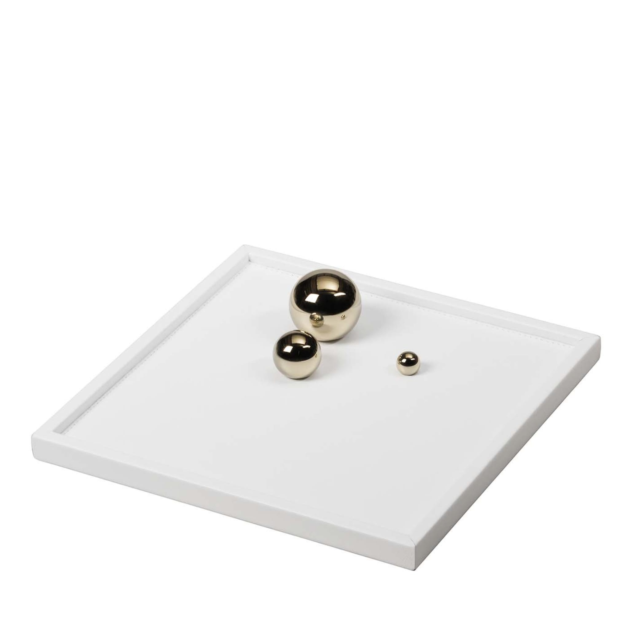 White Champagne Leather Tray - Main view