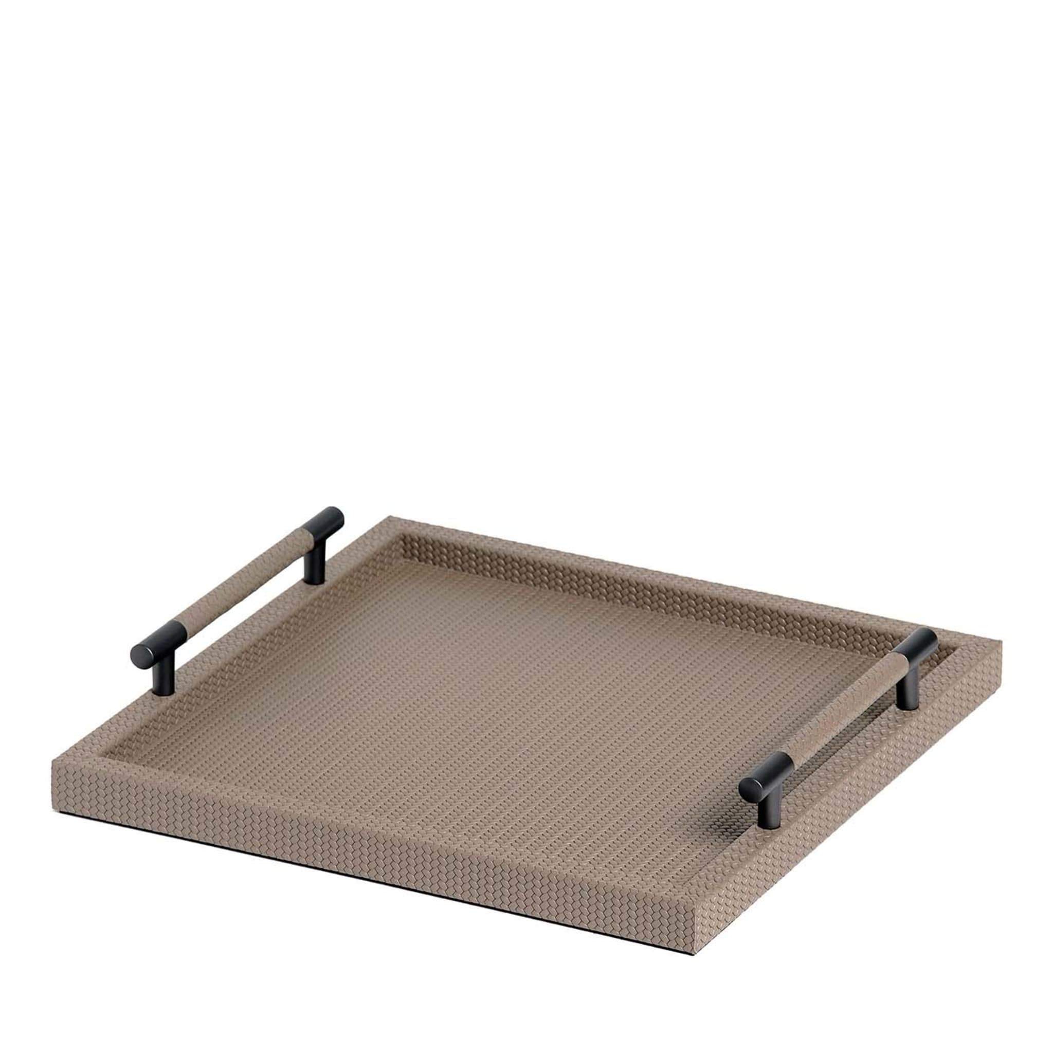 Dedalo Square Leather Tray - Main view