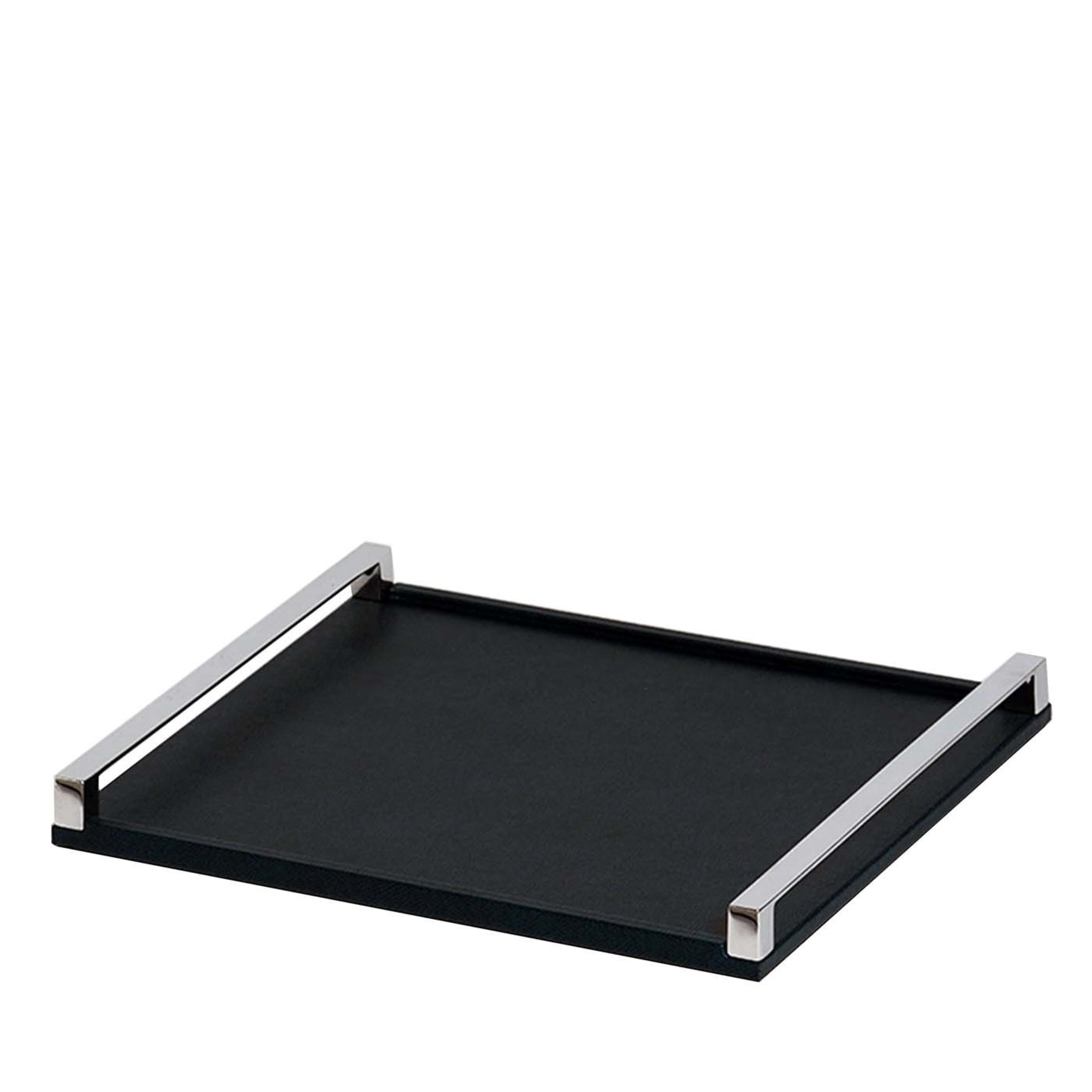 Giove Small Black Leather Tray - Main view