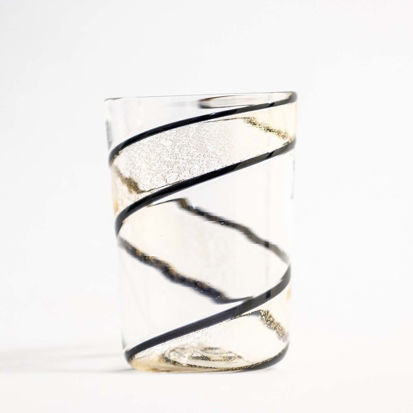 Set of 2 Pure Gold and Black Vortex Glasses - Elisabetta Ciuti