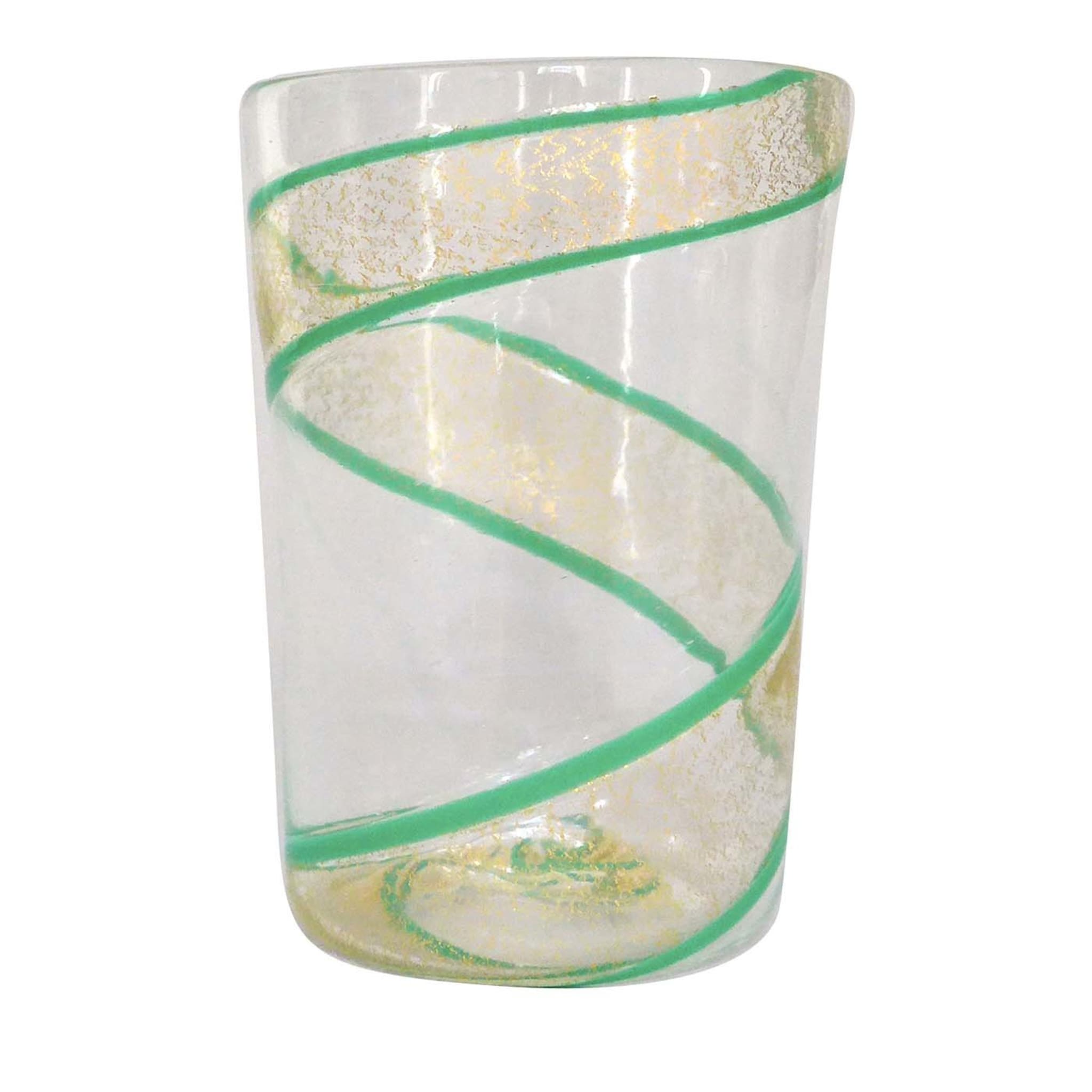 Set of 2 Pure Gold and Green Vortex Glasses - Main view