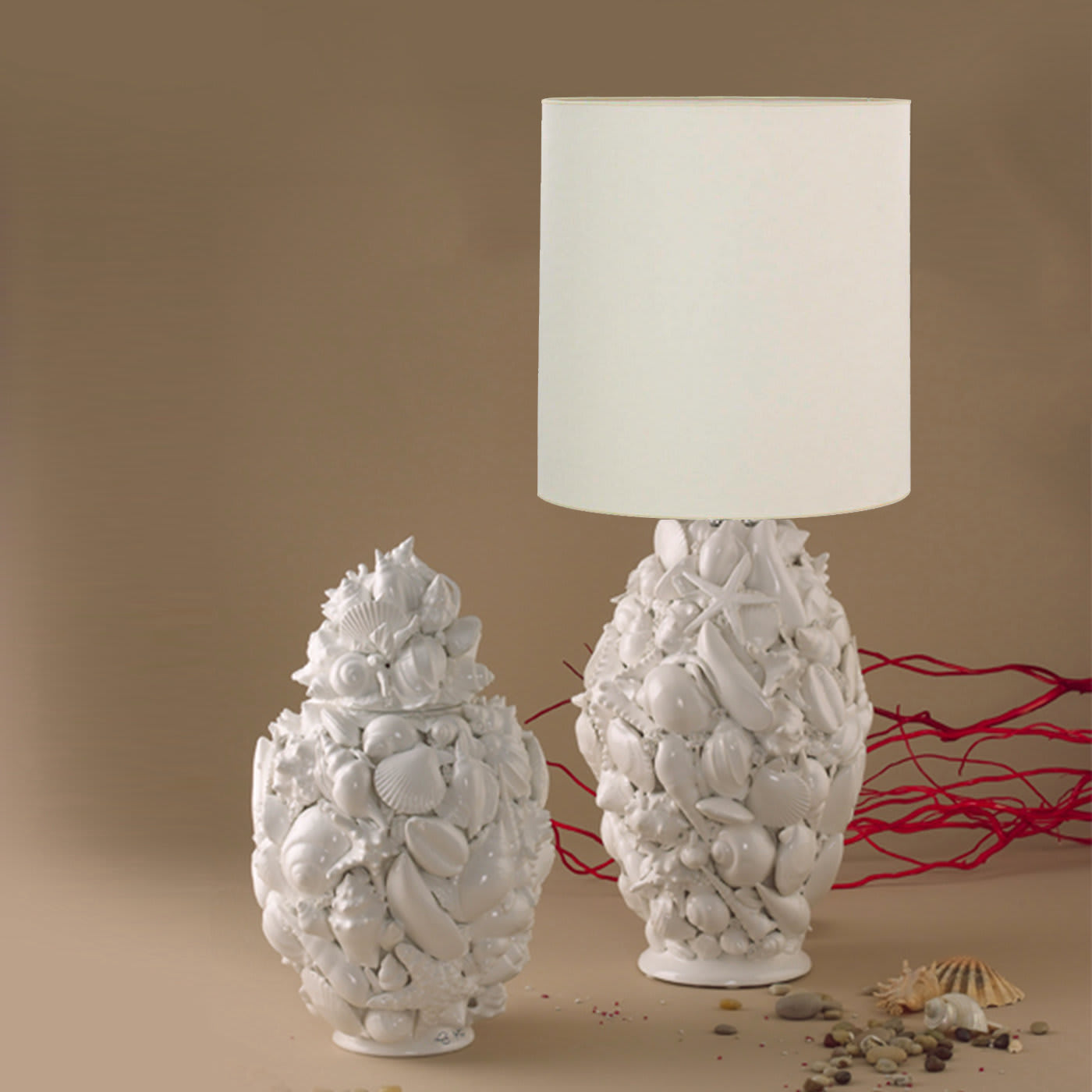 Conchiglia Ovale Ceramic Lamp - I Borbone Capodimonte