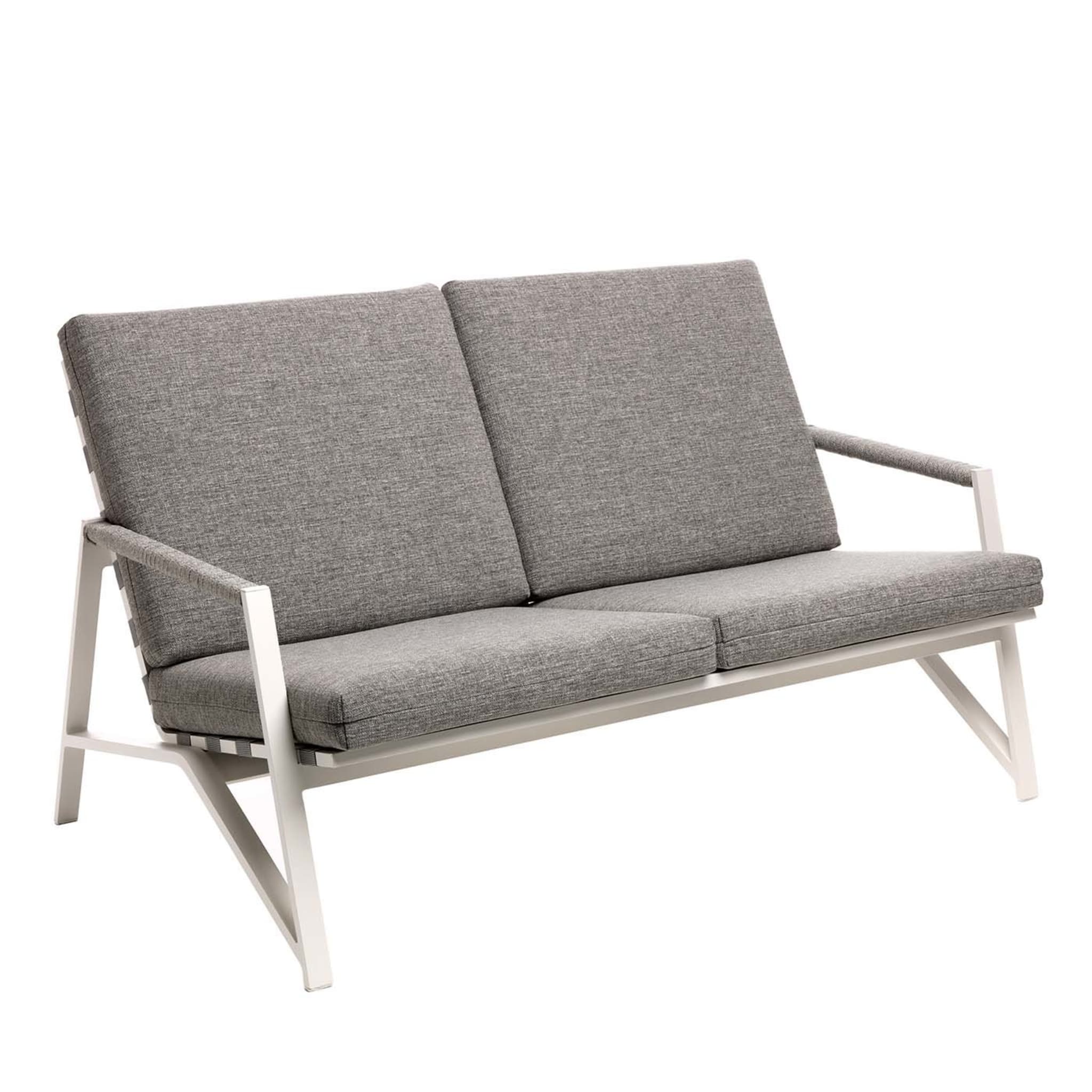 Cottage Gray 2-Seat Sofa with White Frame - Main view