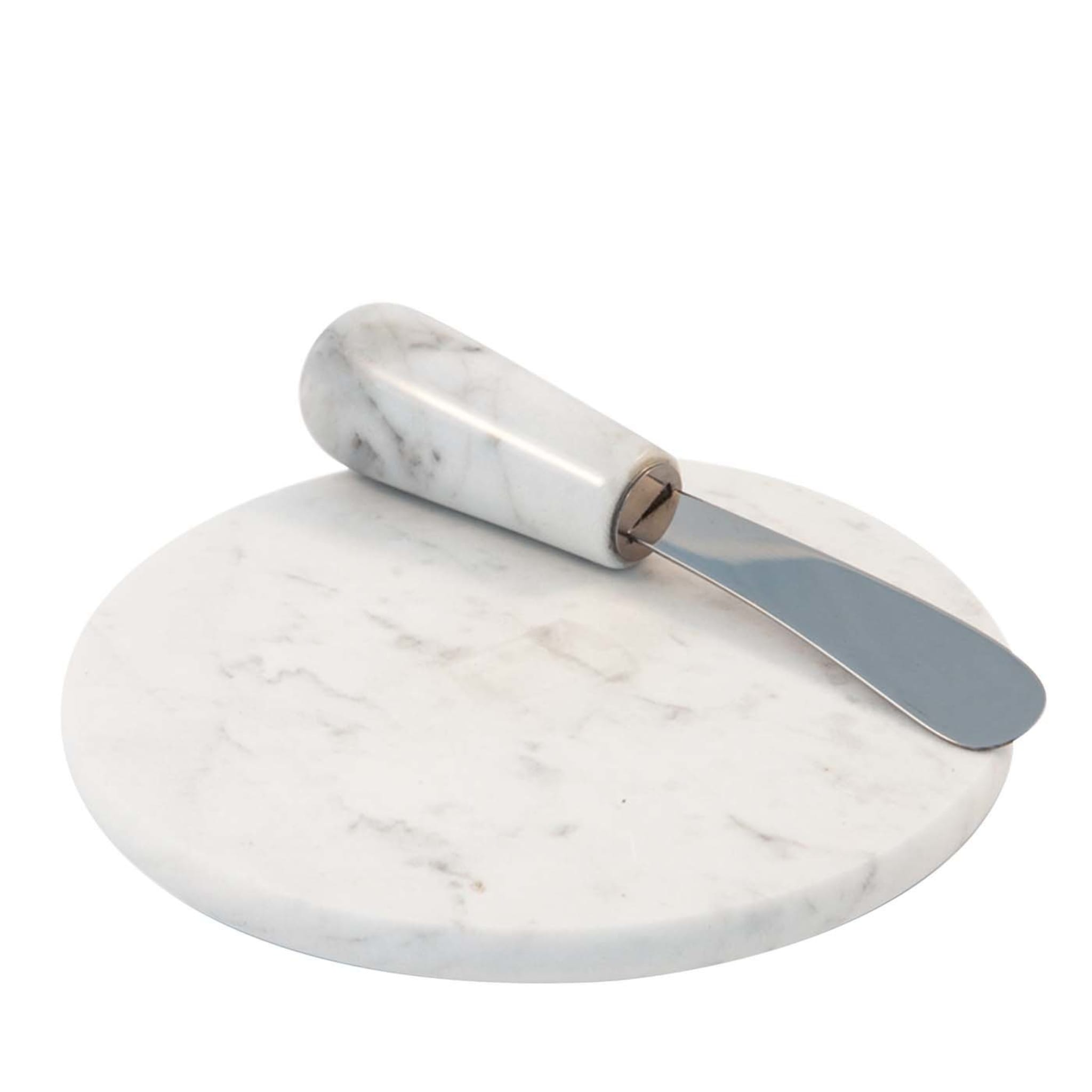 White Marble Set of Plate and Butter Knife - Main view