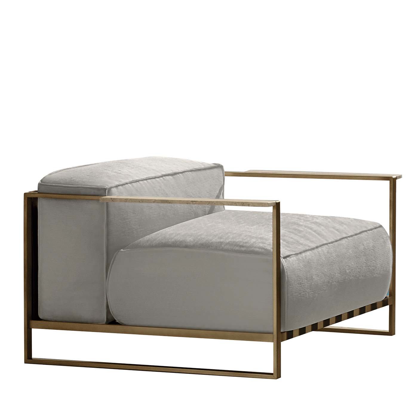 Casilda White Armchair with Gold Frame - Talenti