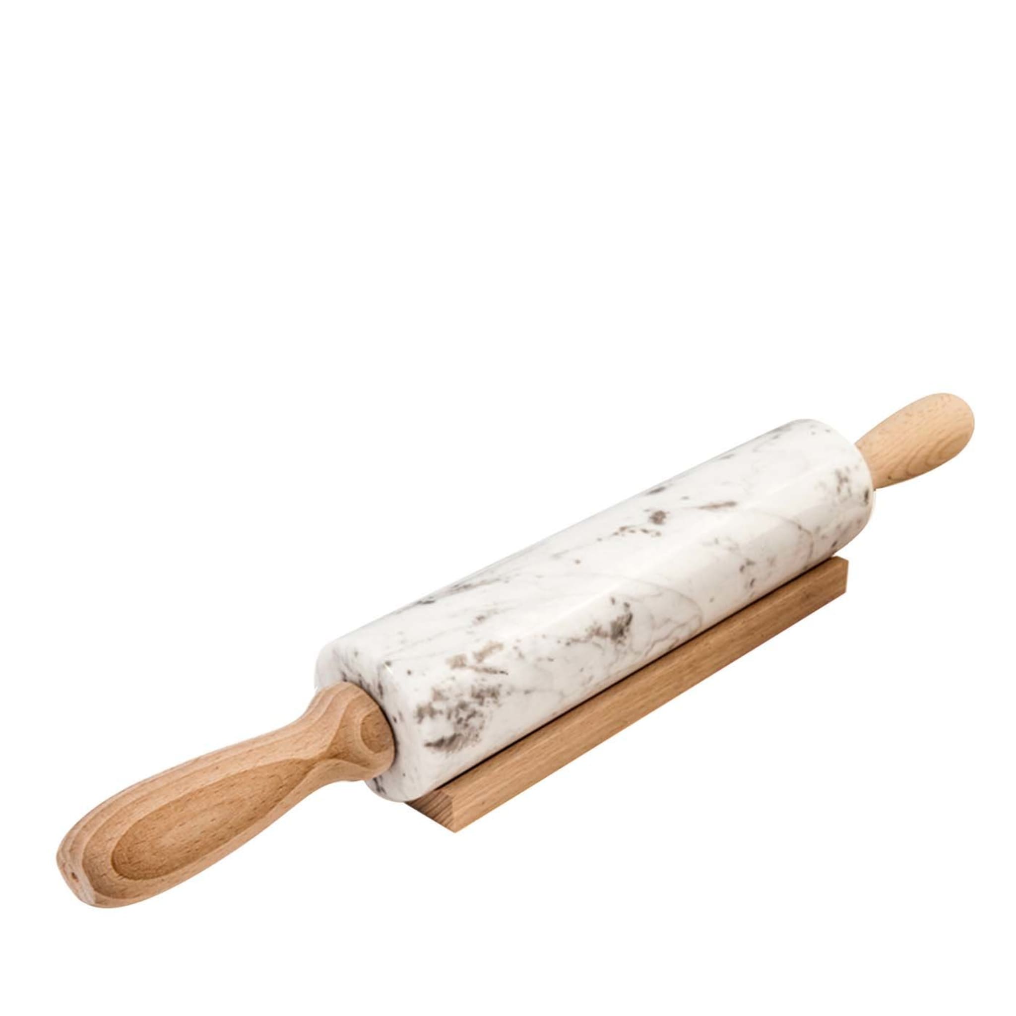 White Marble Rolling Pin with Wooden Handle - Main view