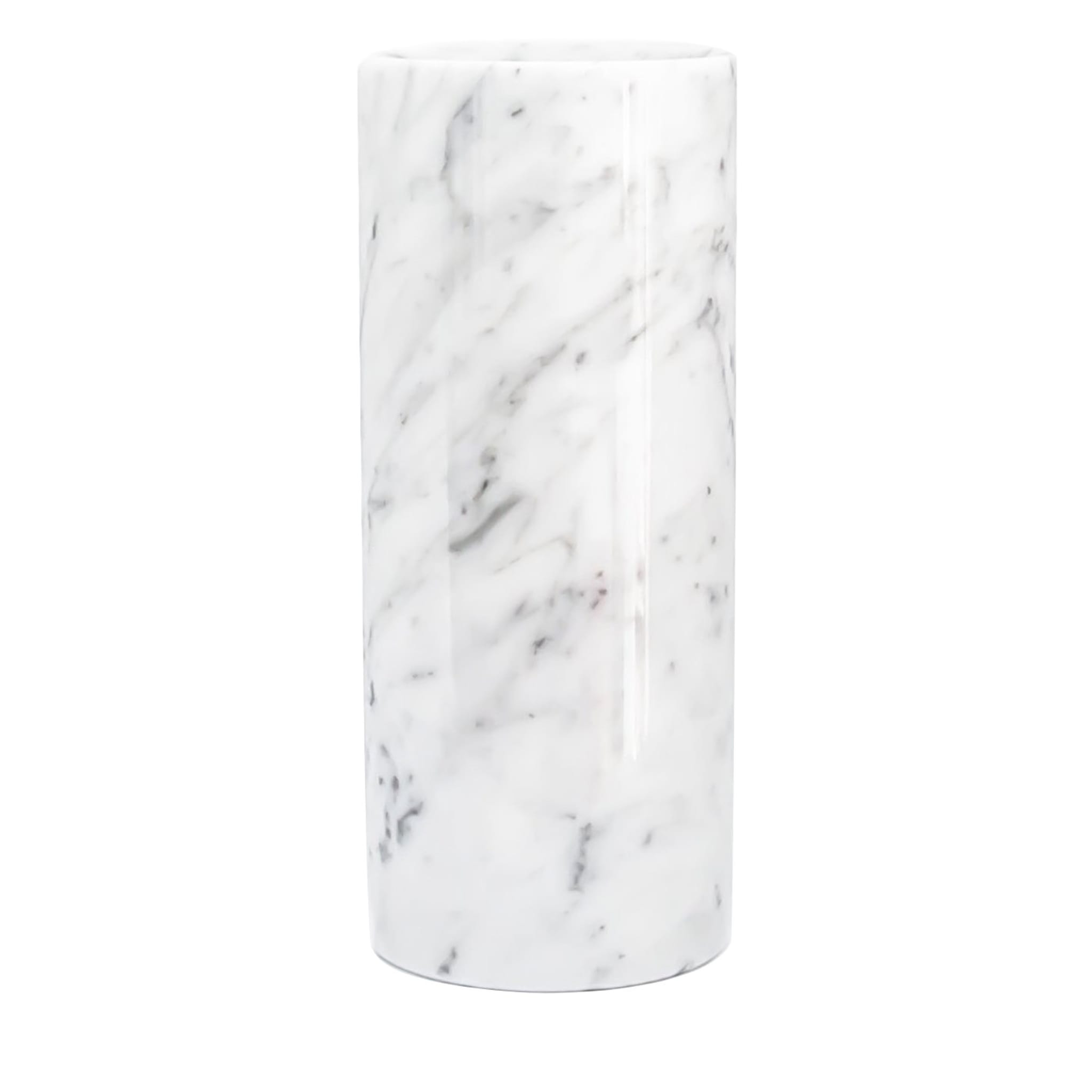 Vase cylindrique en marbre blanc - Vue principale