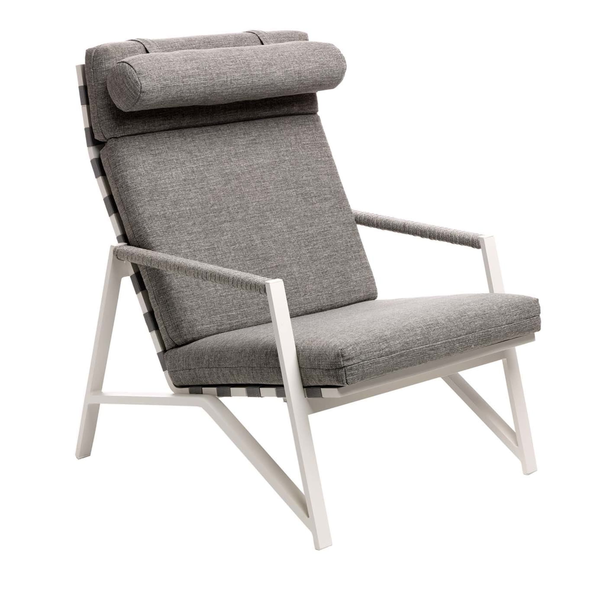 Cottage Gray Lounge Armchair with White Frame - Main view