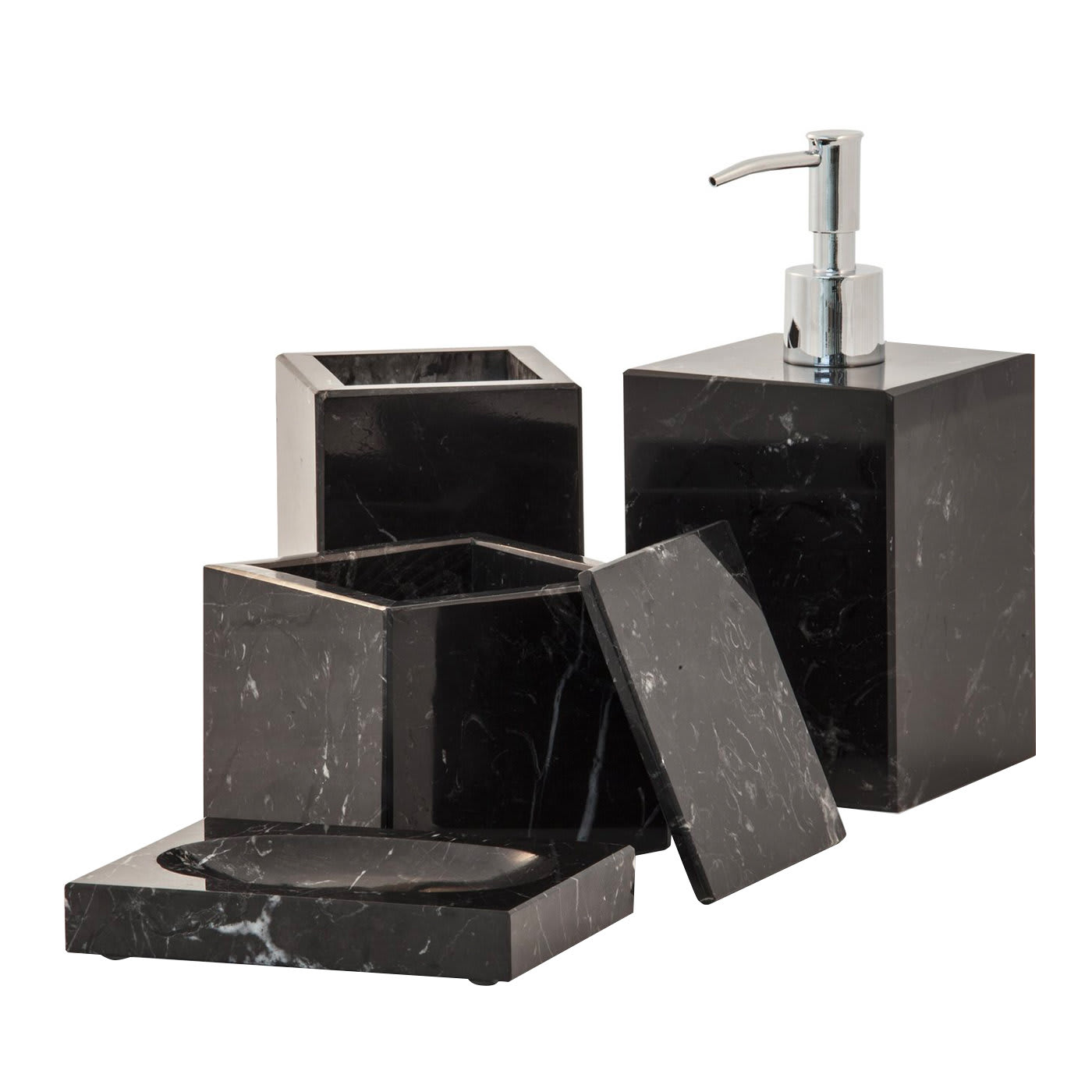 Black marble bathroom set