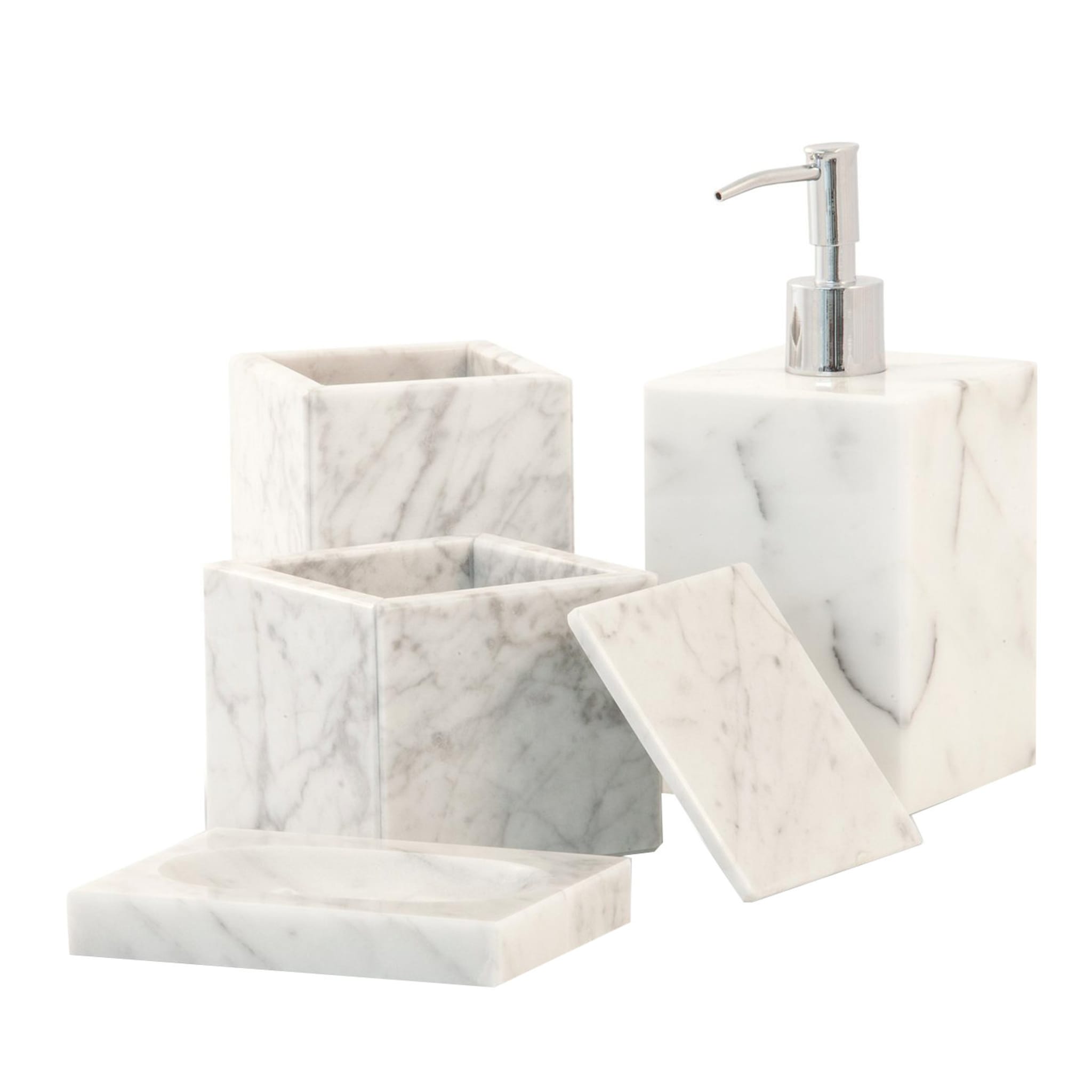 Set da bagno 4 pezzi in marmo bianco - Vista principale