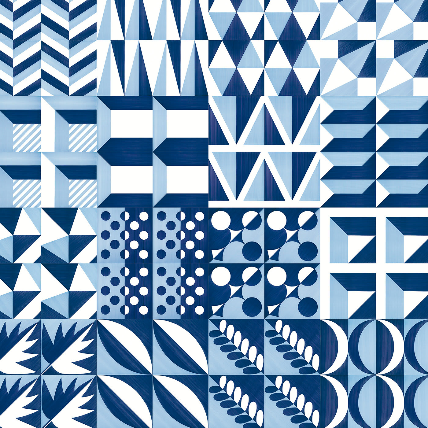 Set of 25 Tiles Blu Ponti Decoration Type 16 by Gio Ponti - Francesco De Maio
