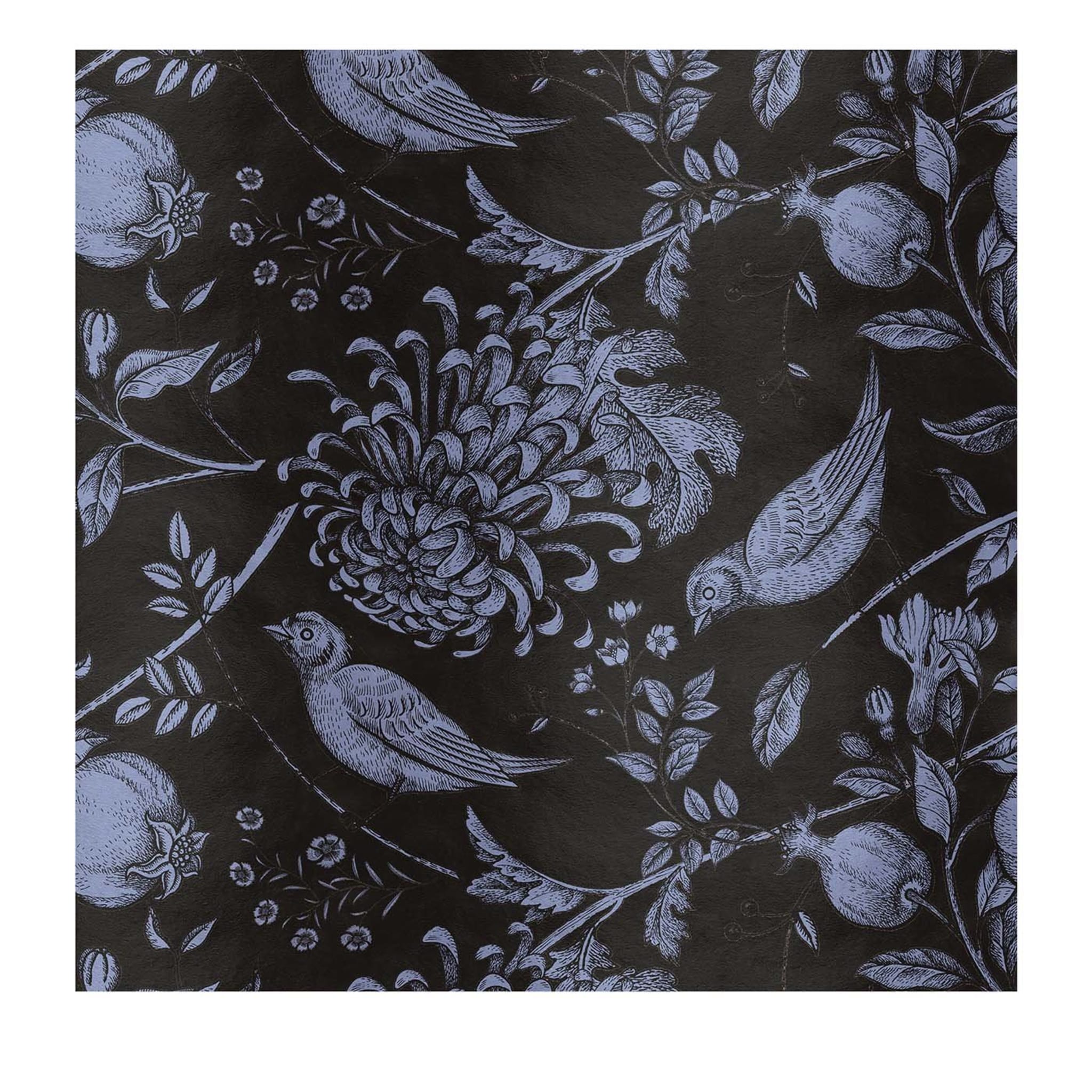 Panneau noir fleurs et oiseaux - Vue principale