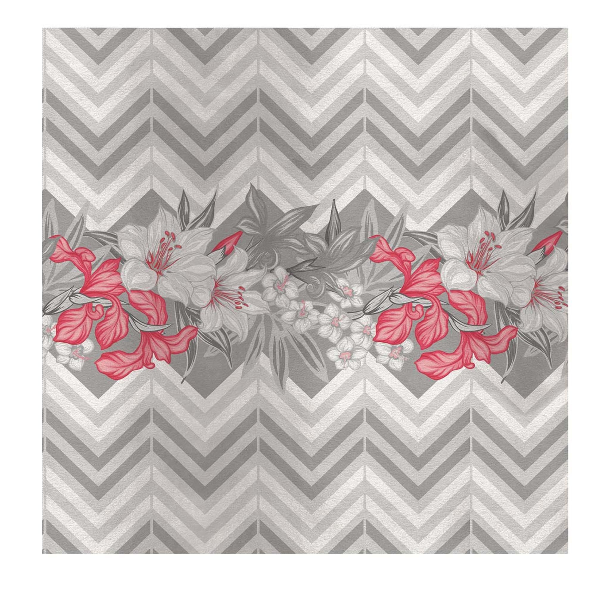 Flowers and Chevron Pattern Grey Panel #2 - Main view