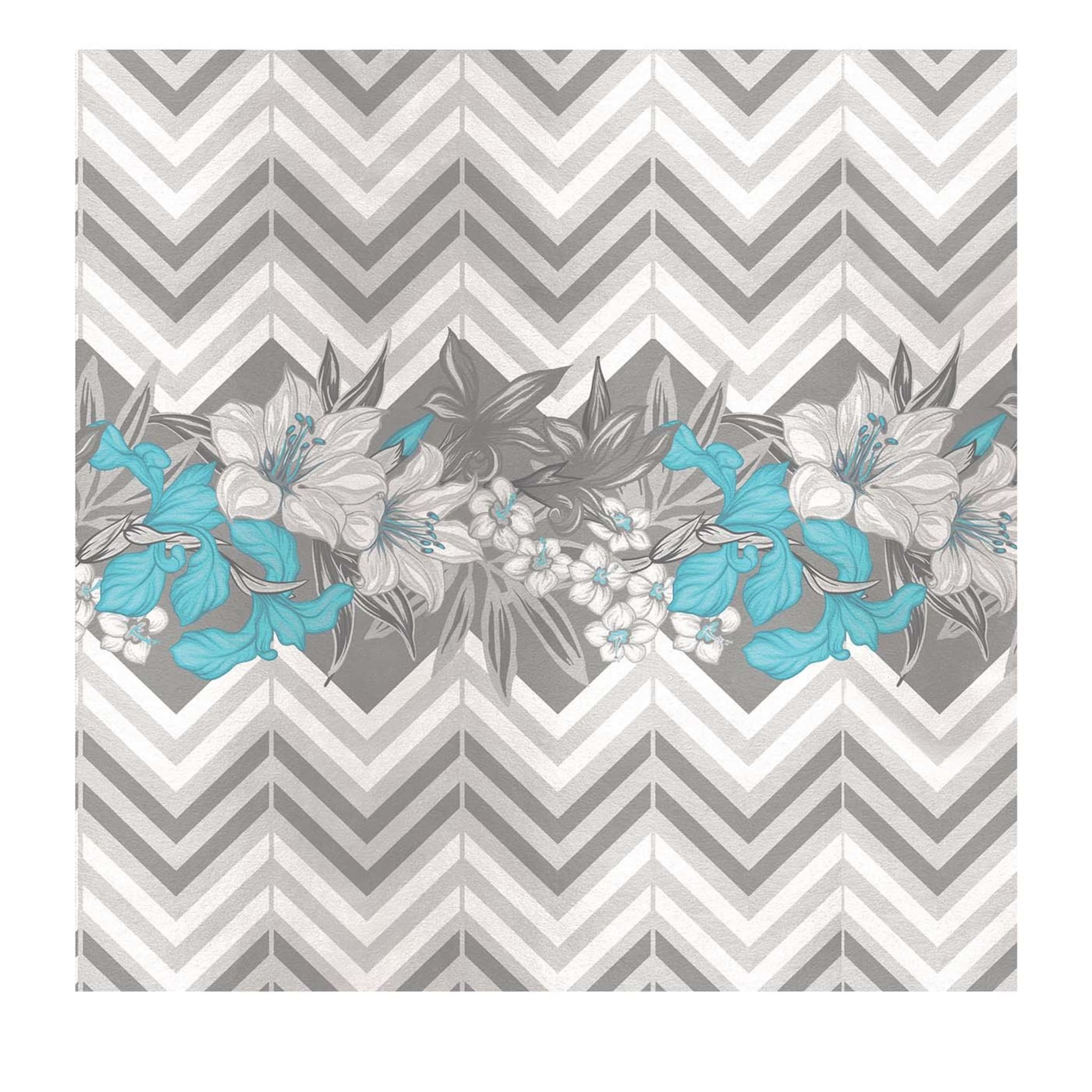 Flowers and Chevron Pattern Grey Panel #3 - Main view