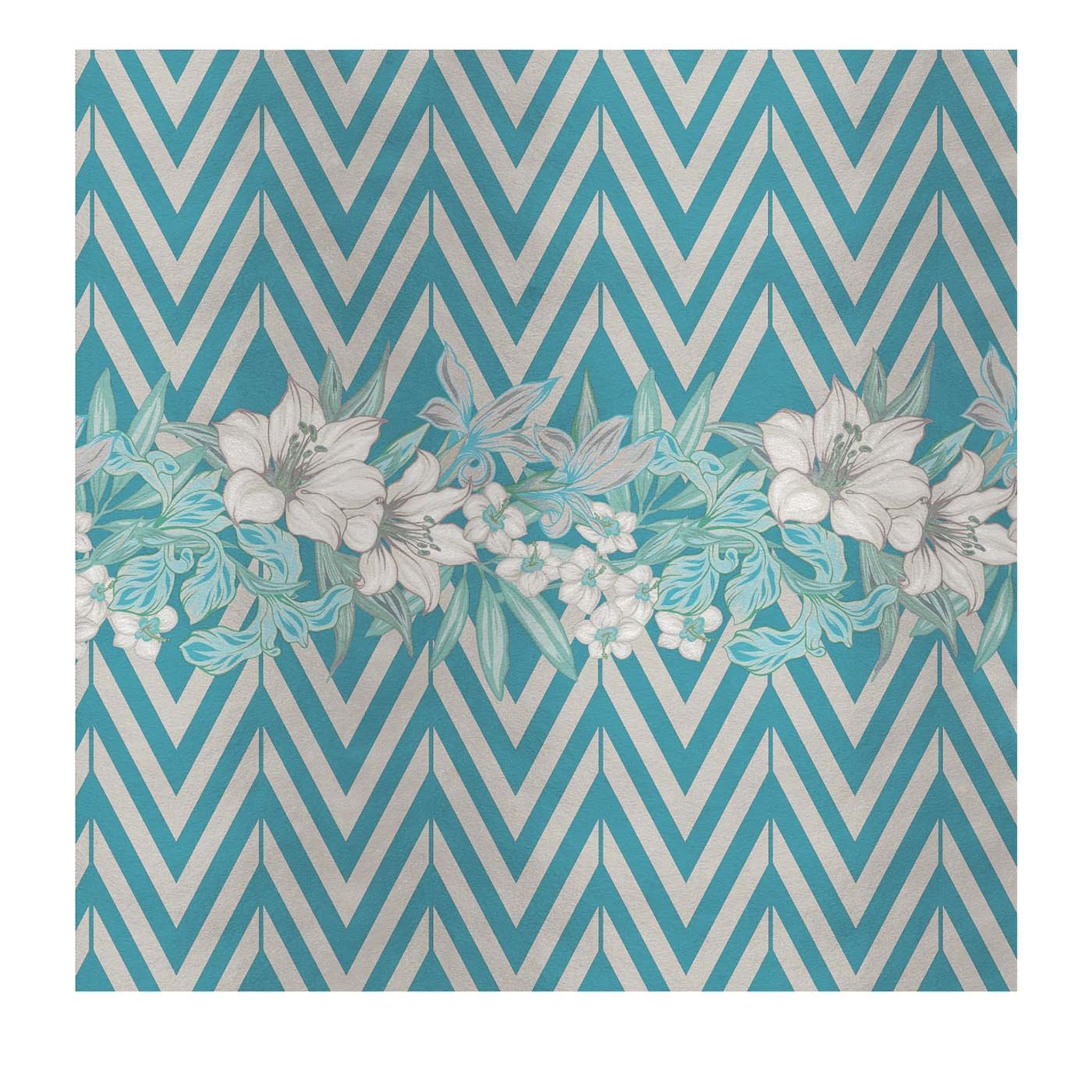 Flowers and Chevron Pattern Light Blue Panel - Main view