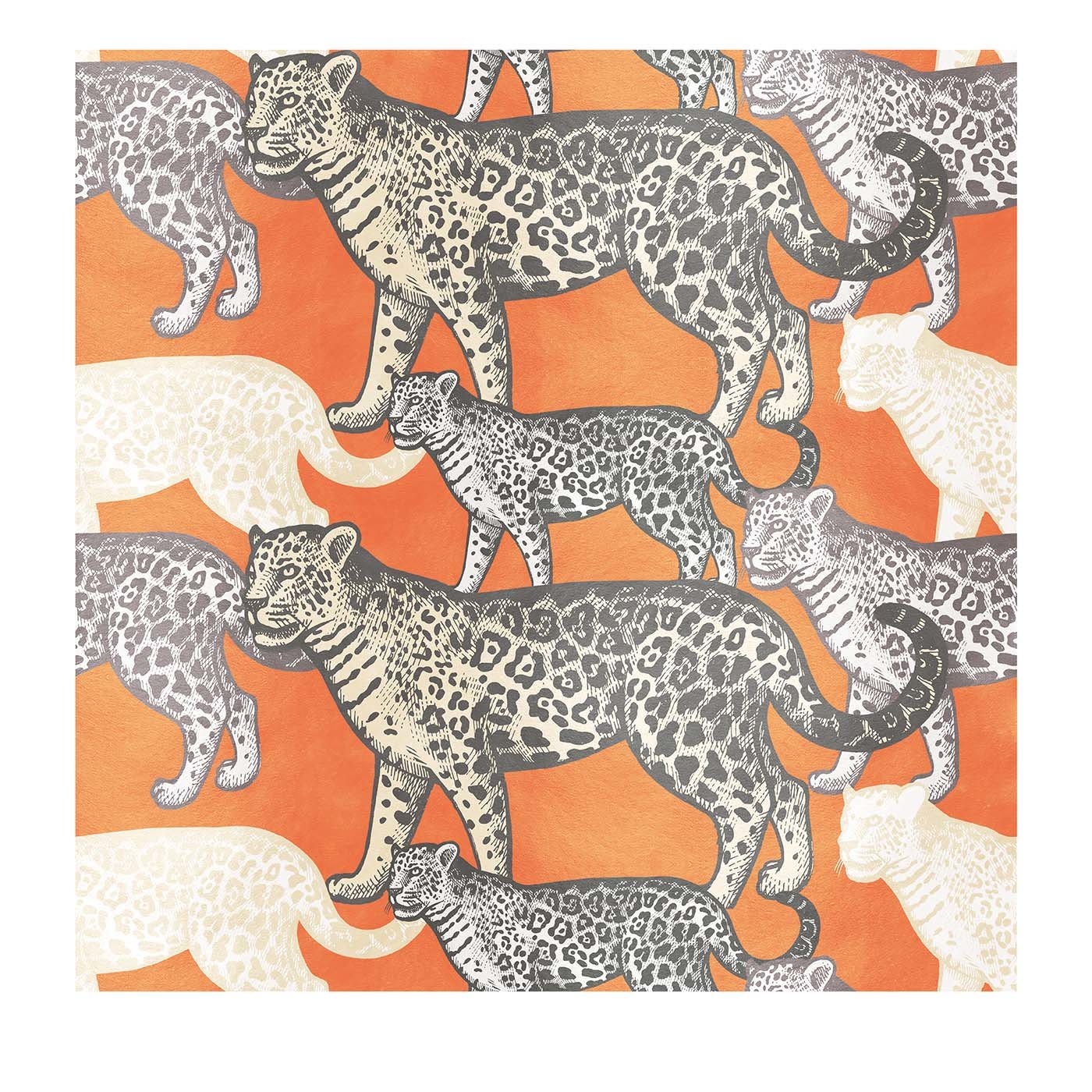 Walking Leopards Orange Panel #1 - Midsummer Milano